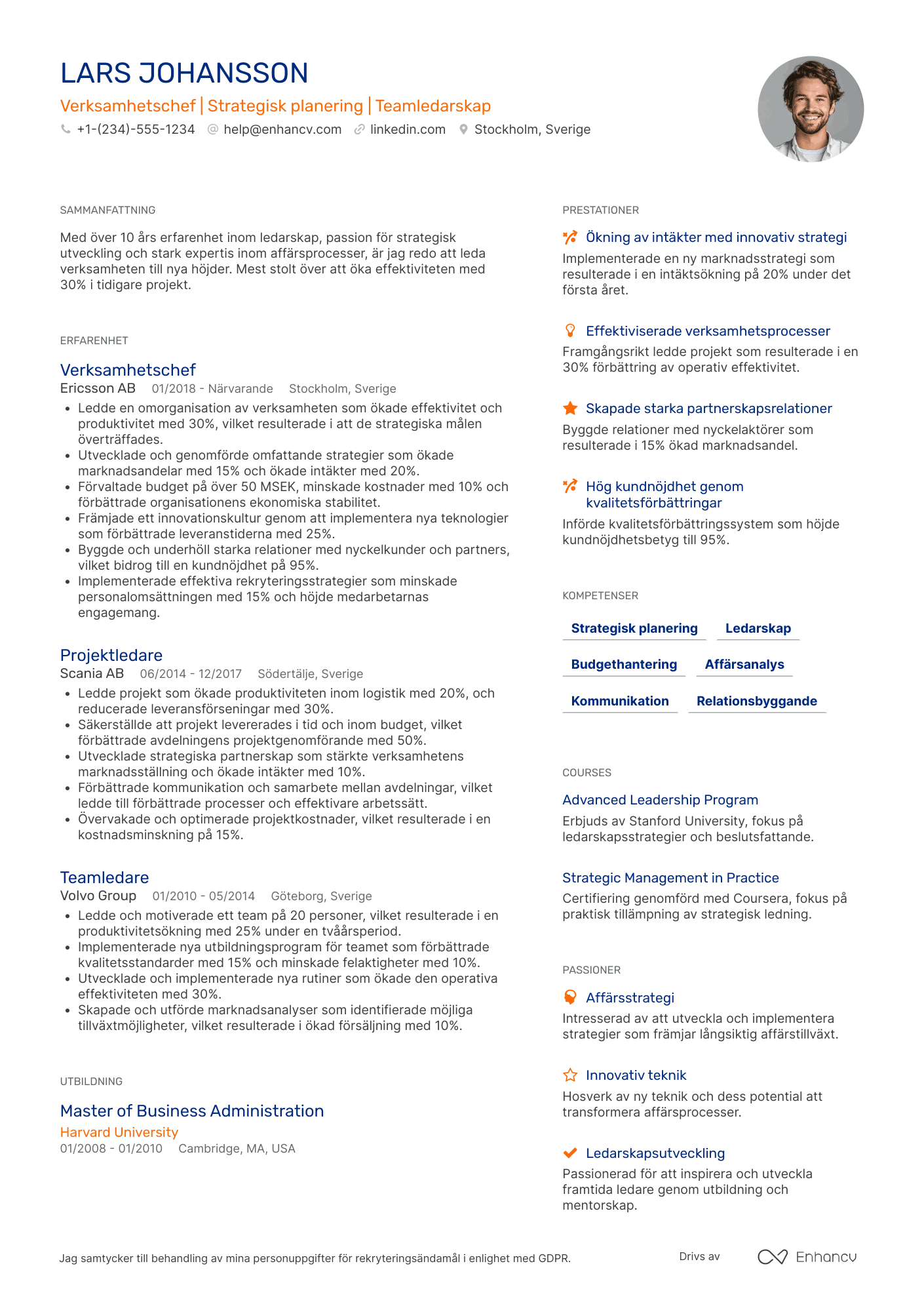 Verksamhetschef CV
