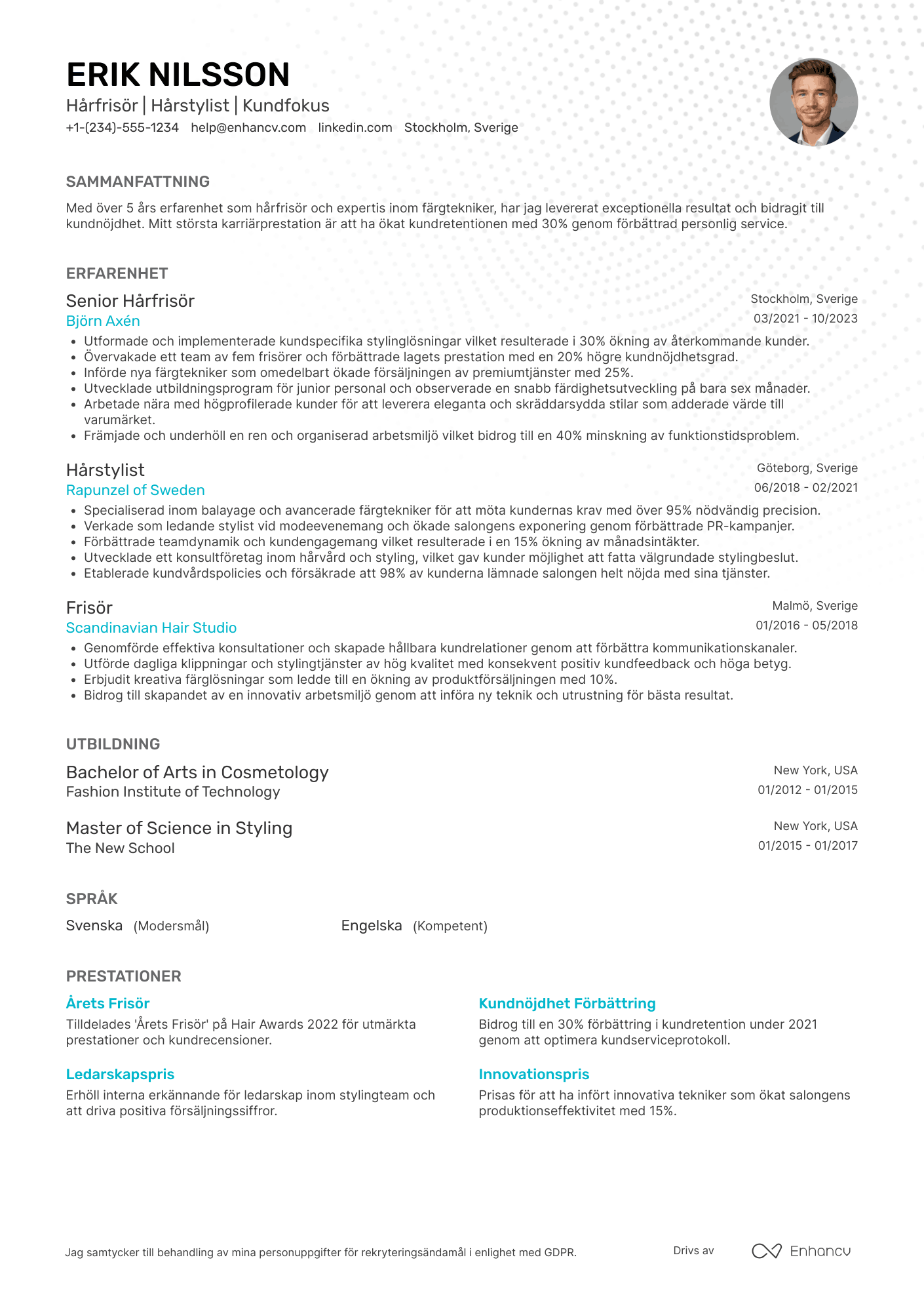 Hårfrisör/Hårstylist CV