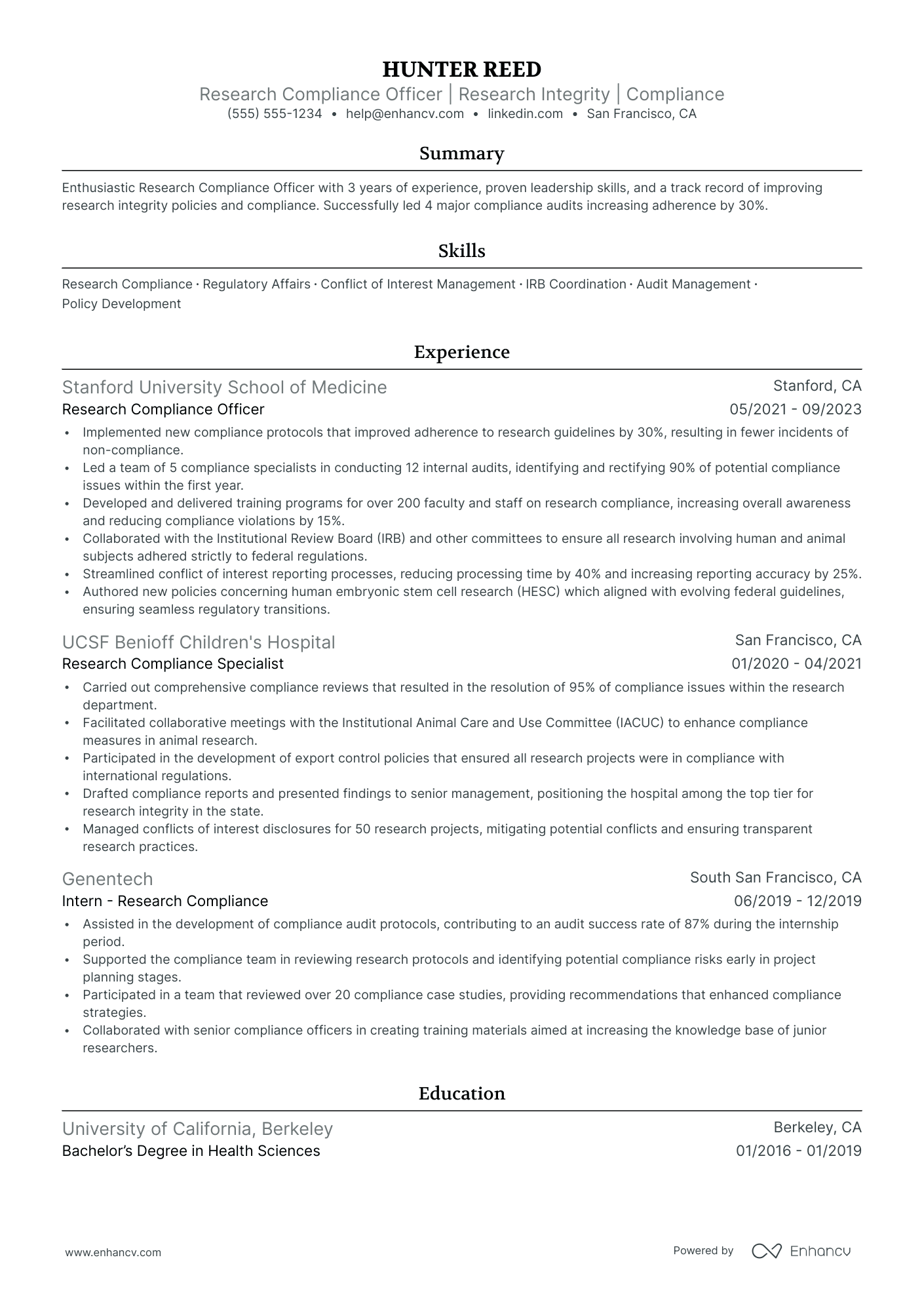 Compliance Officer resume example