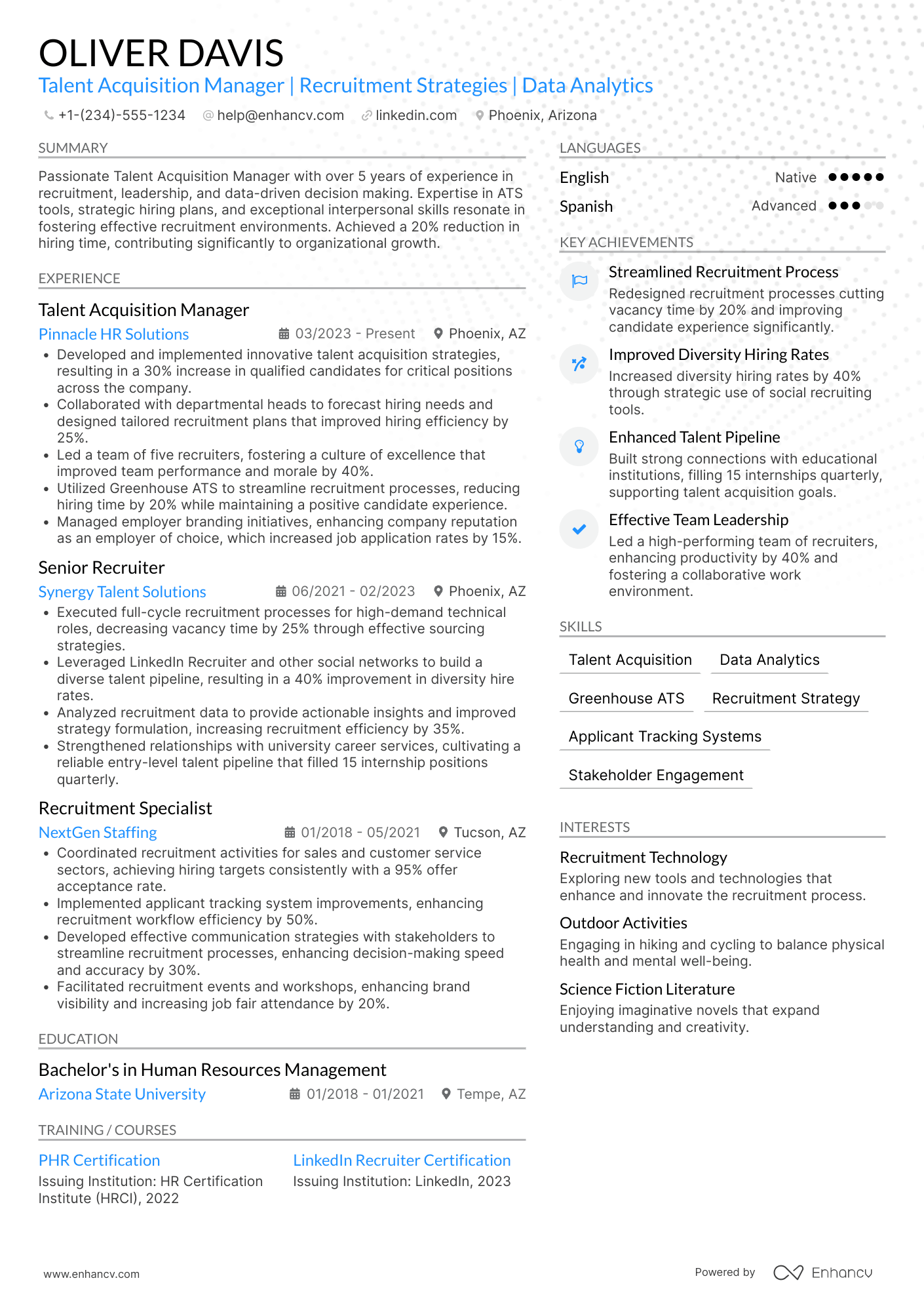 Talent Acquisition Manager resume example