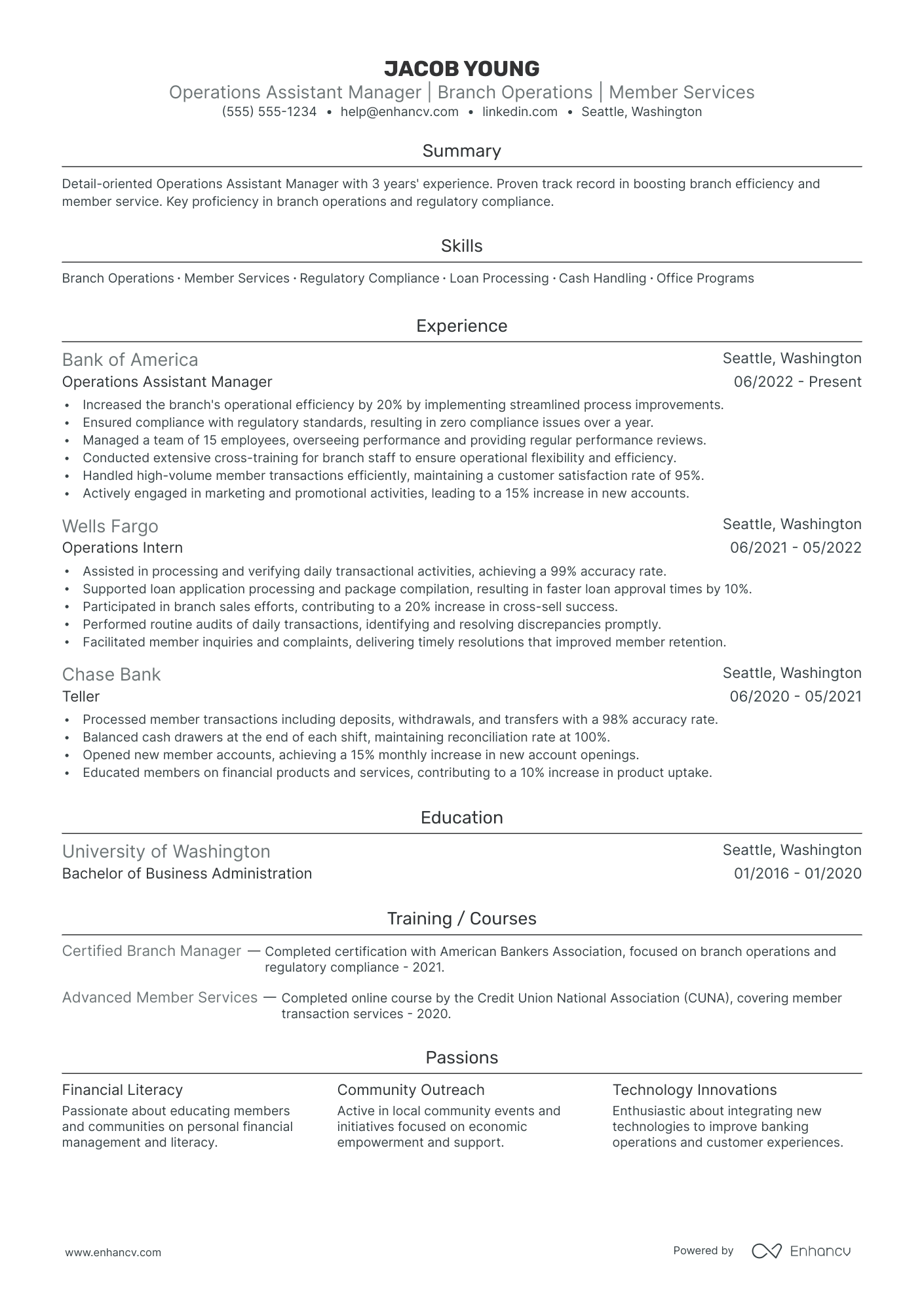 Operations Manager resume example