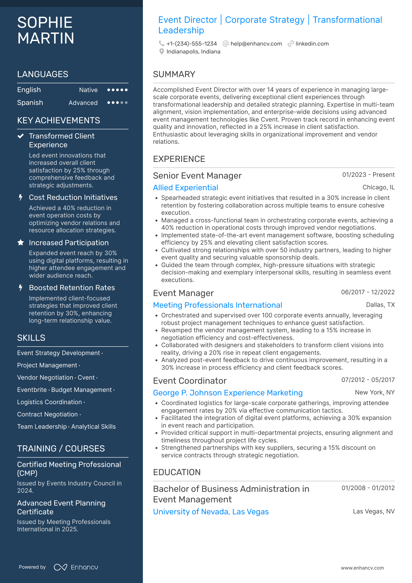 Event Director resume example