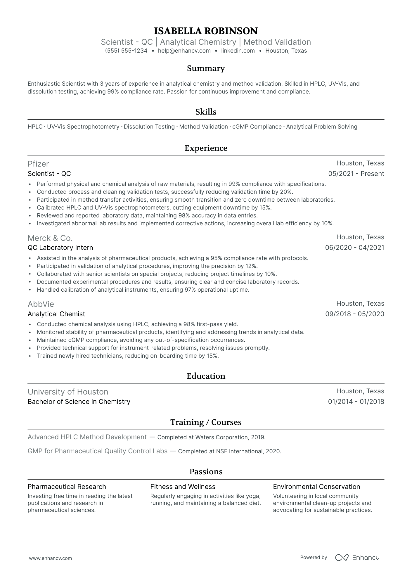 Quality Control Inspector resume example