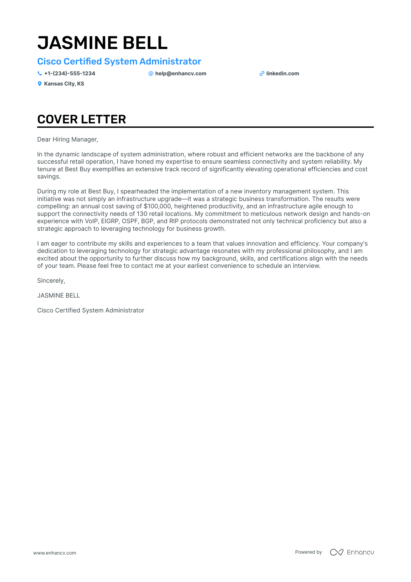 Administrator cover letter