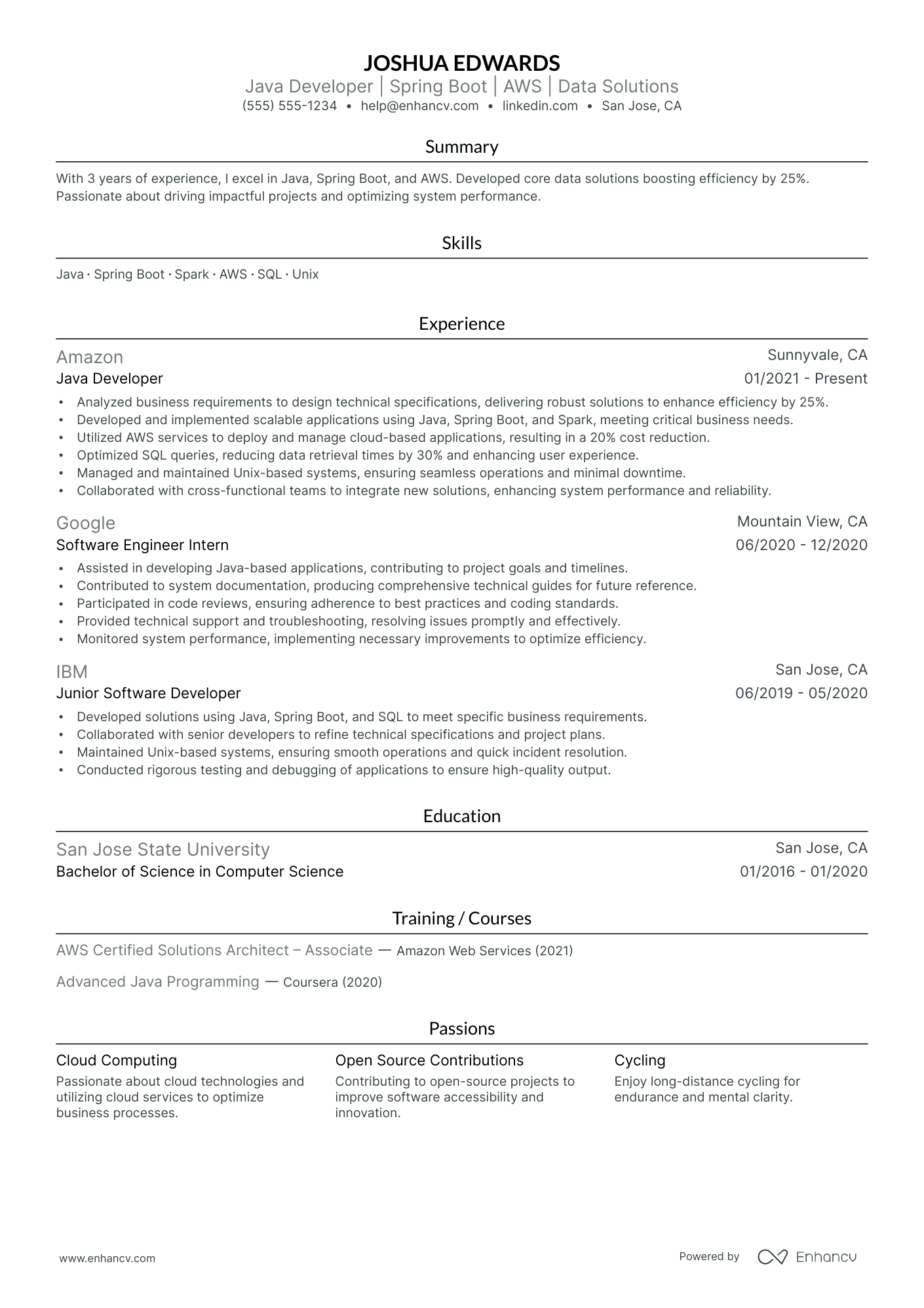 Senior Java Developer resume example