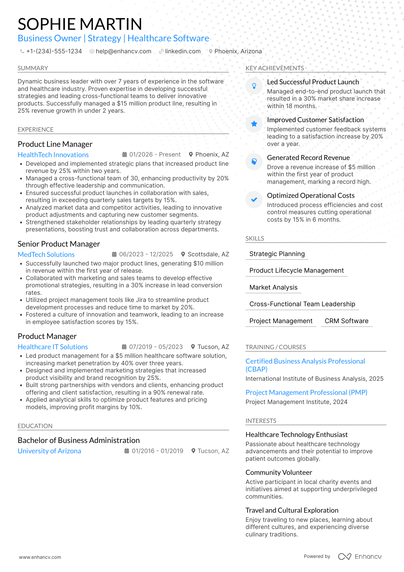 Business Owner resume example