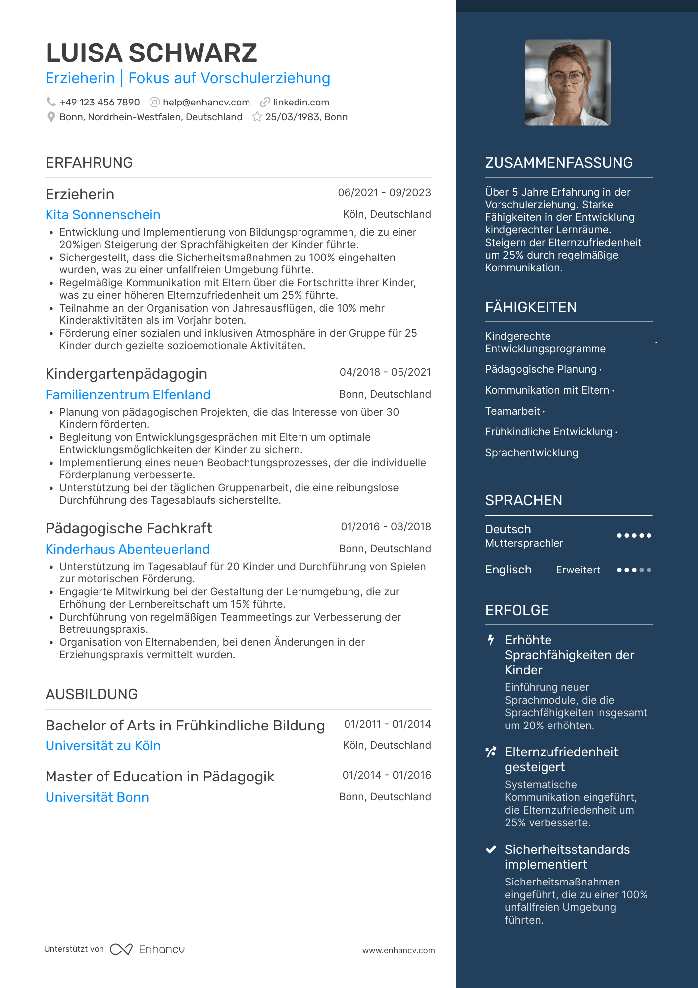 Erzieherin CV