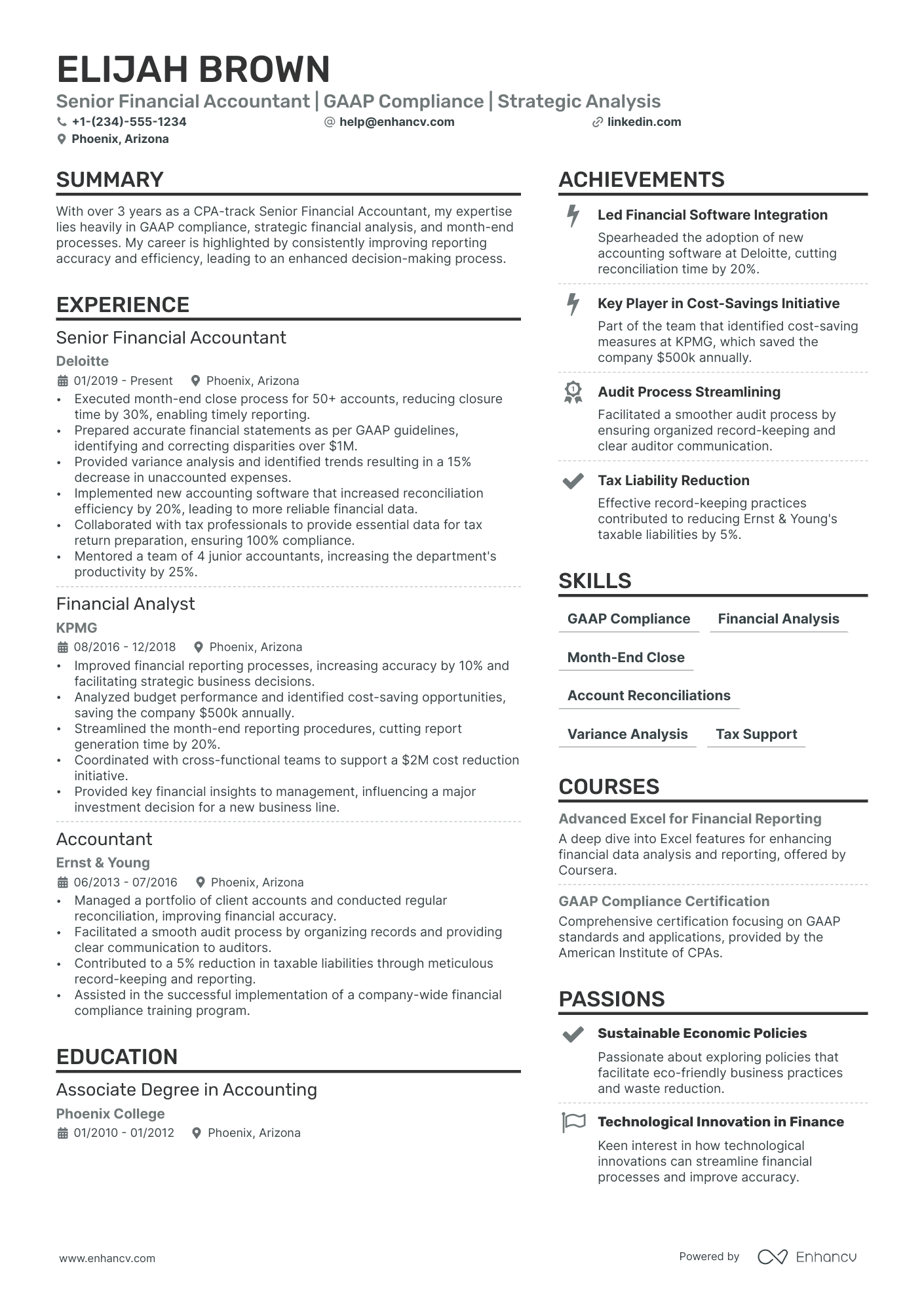 Financial Accounting resume example