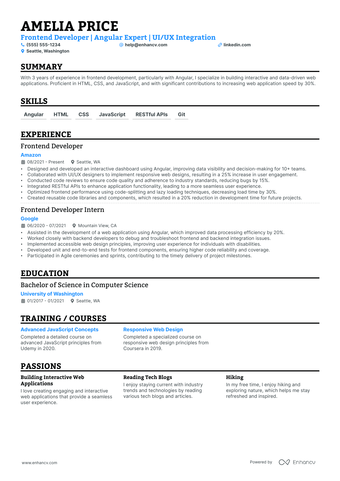 Frontend Software Developer resume example