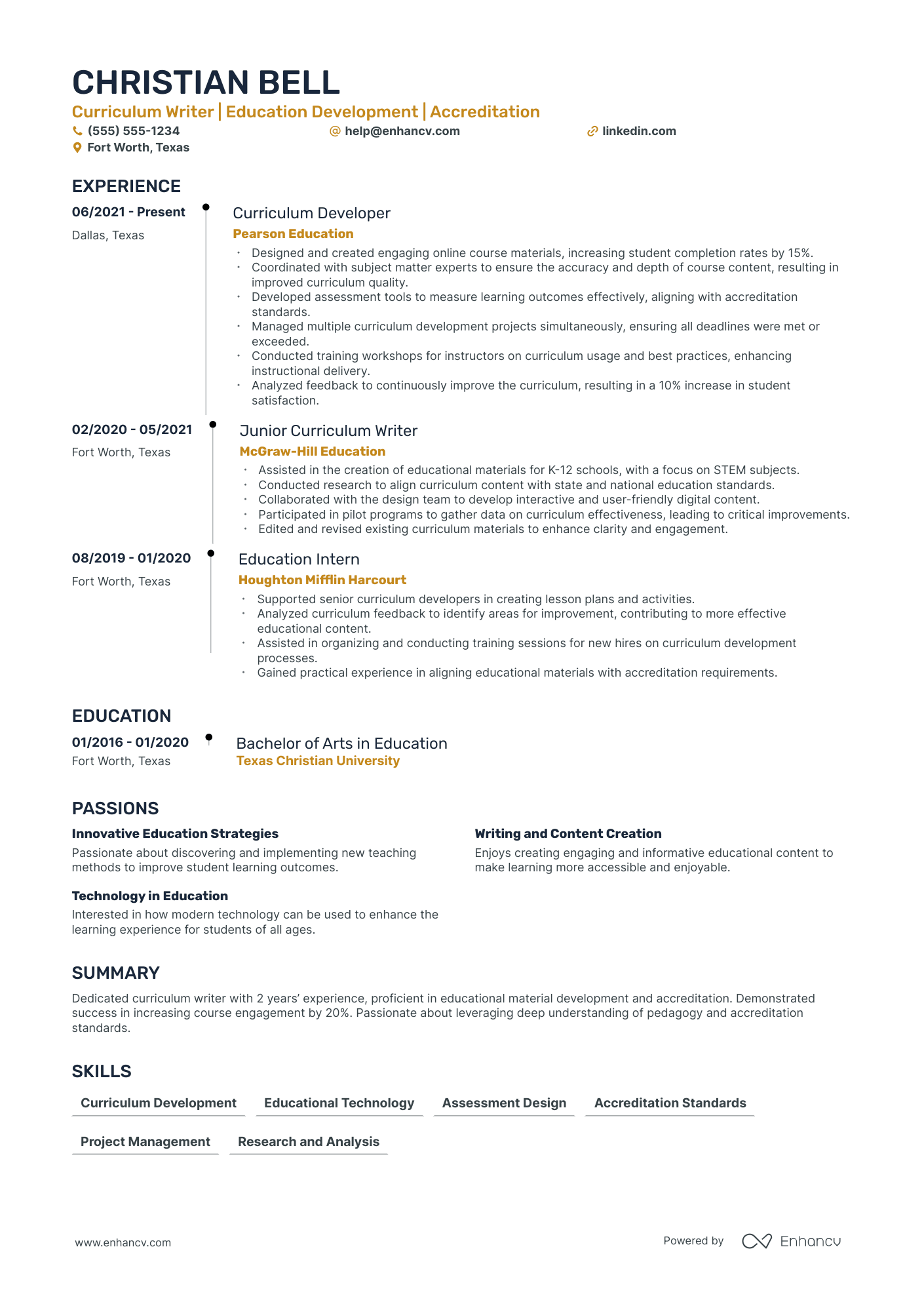 Ghost Writer resume example