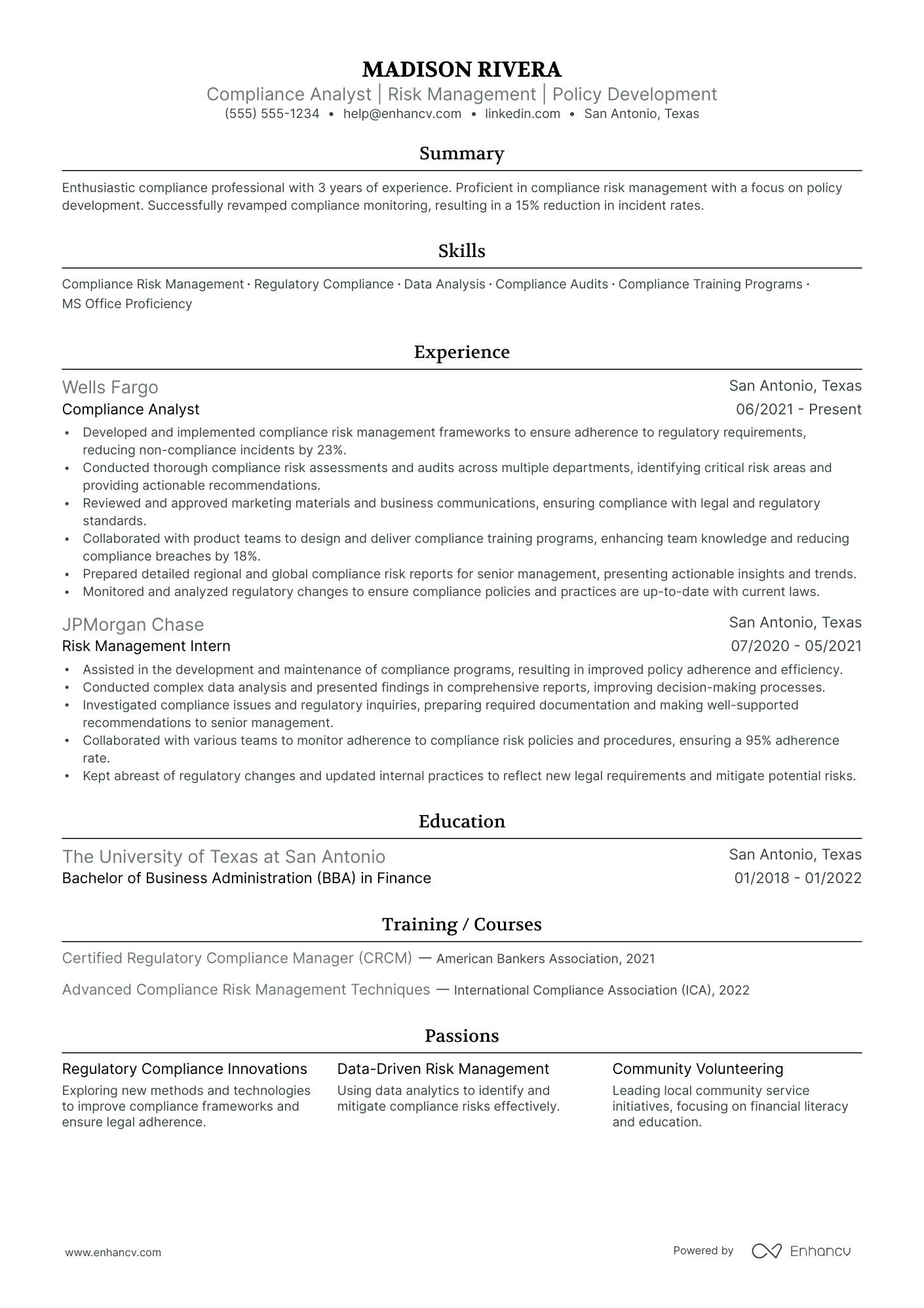 Compliance and Risk Management Officer Resume Example Resume Example