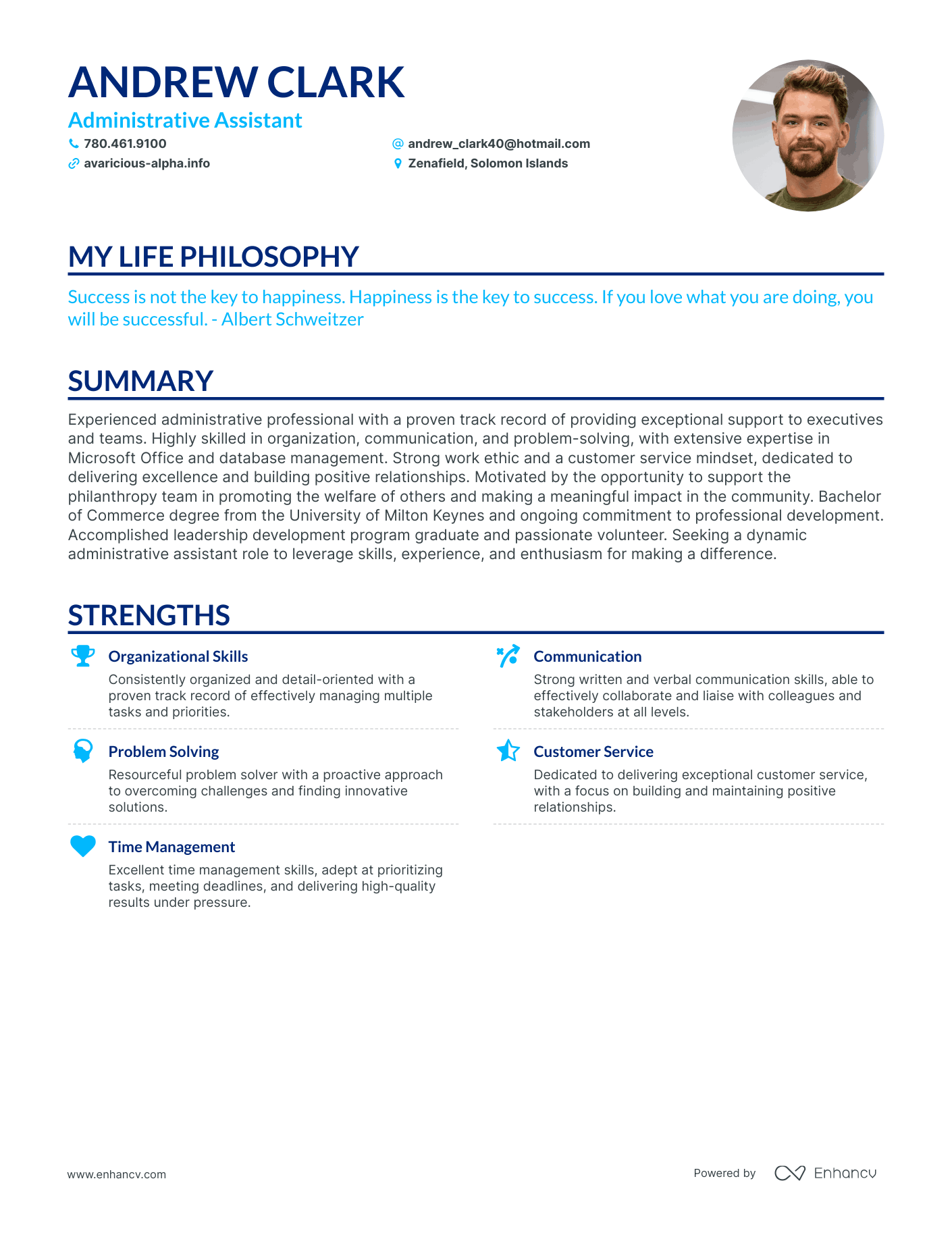 Creative Administrative Assistant Resume Example