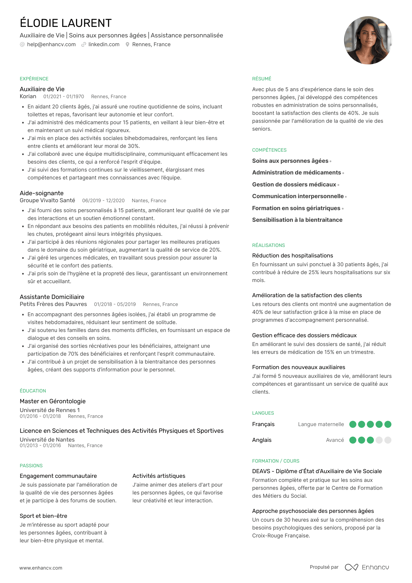 auxiliaire de vie CV