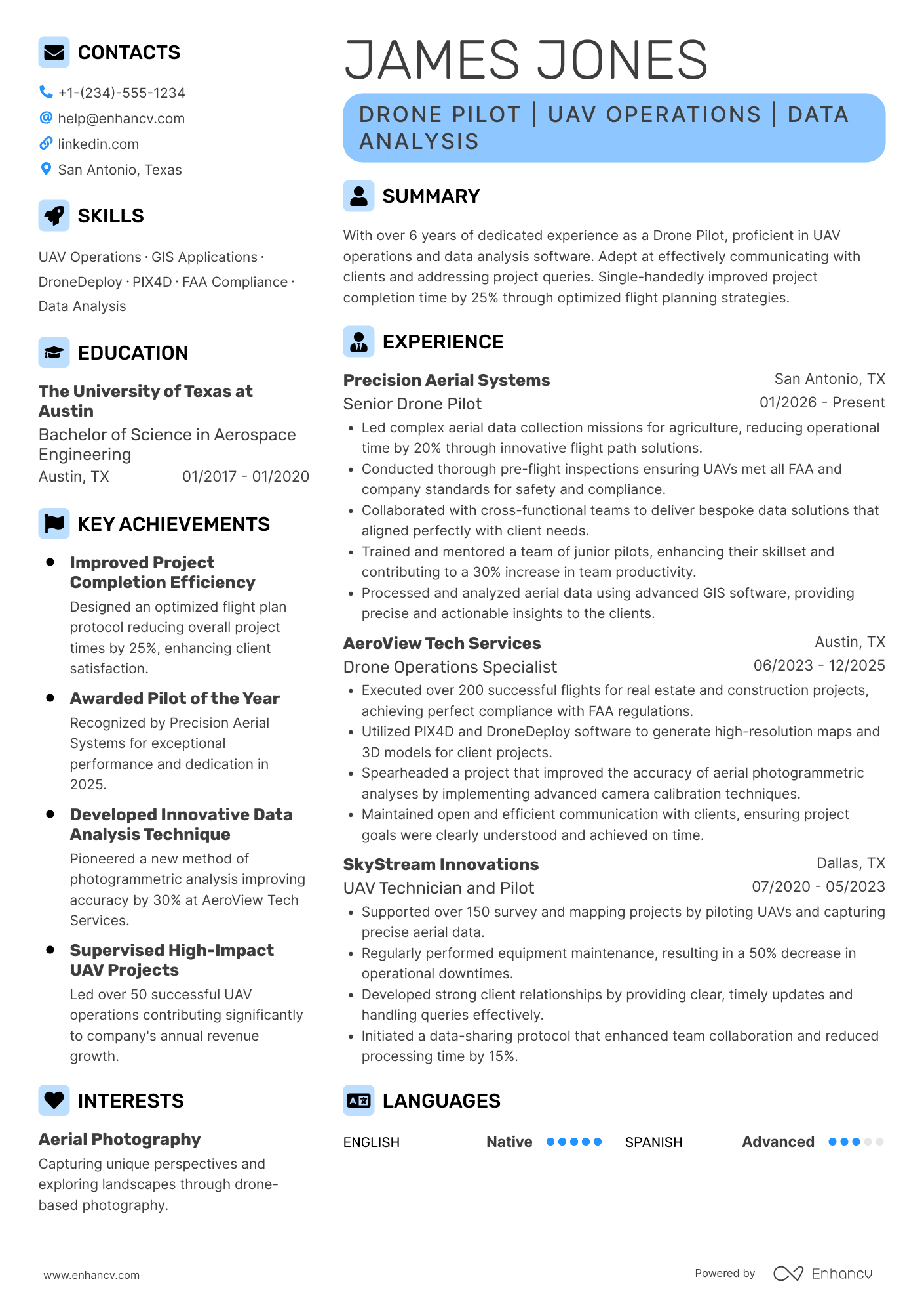 Drone Pilot resume example