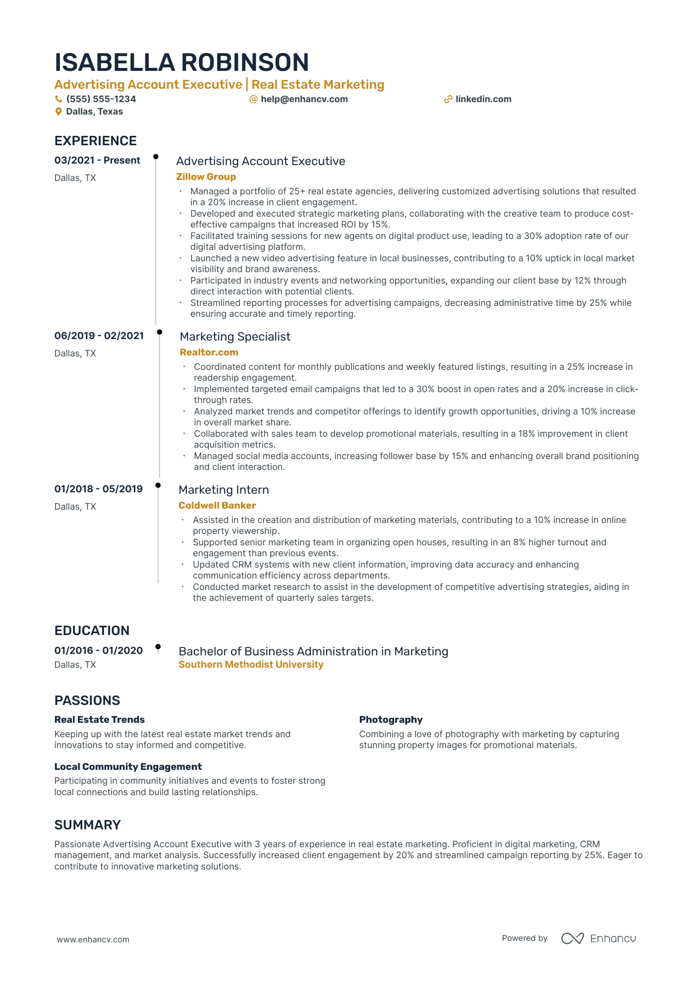 Advertising Executive resume example