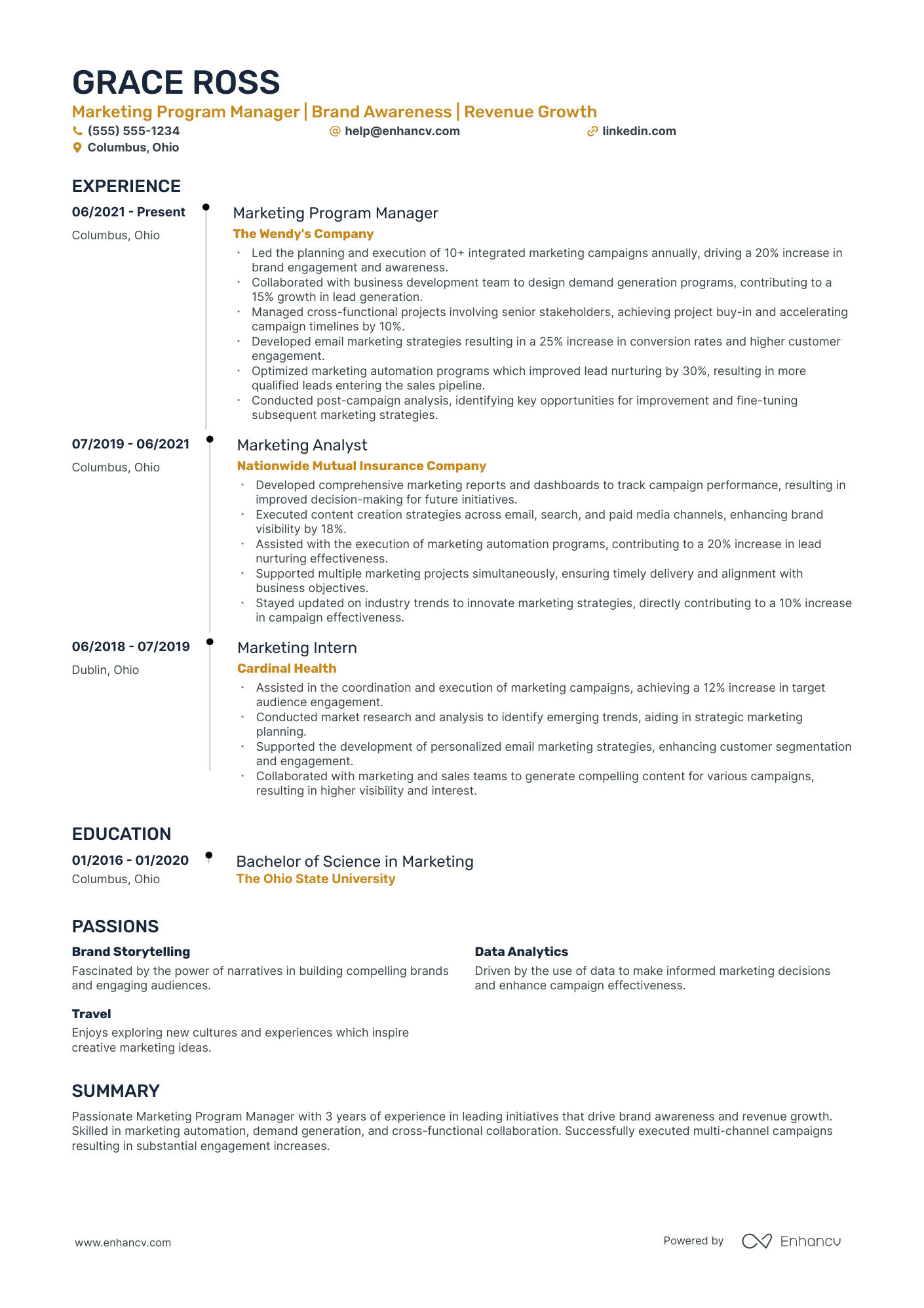 Marketing Program Manager resume example