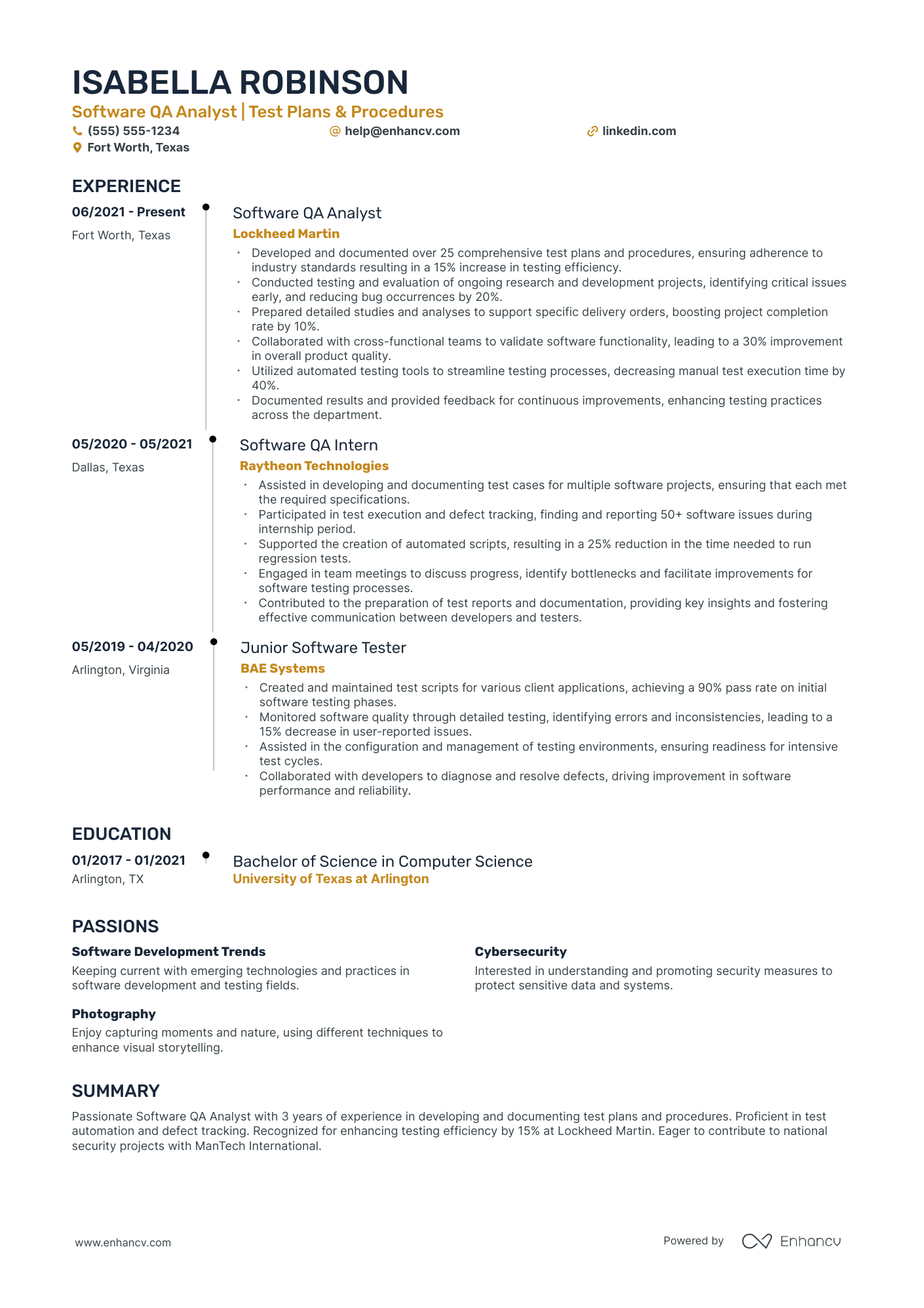 Software QA Tester Resume Example Resume Example