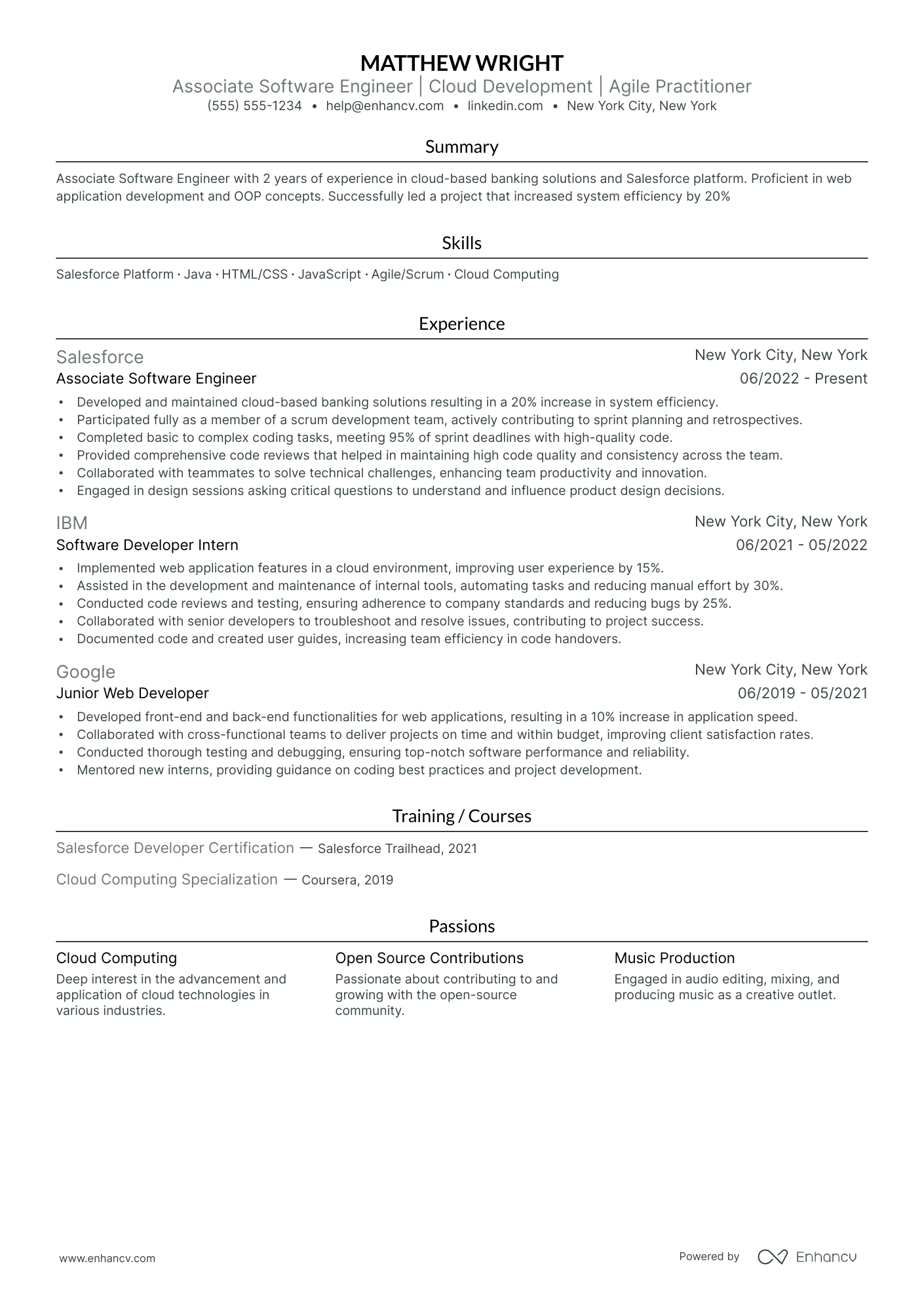 Associate Software Engineer resume example