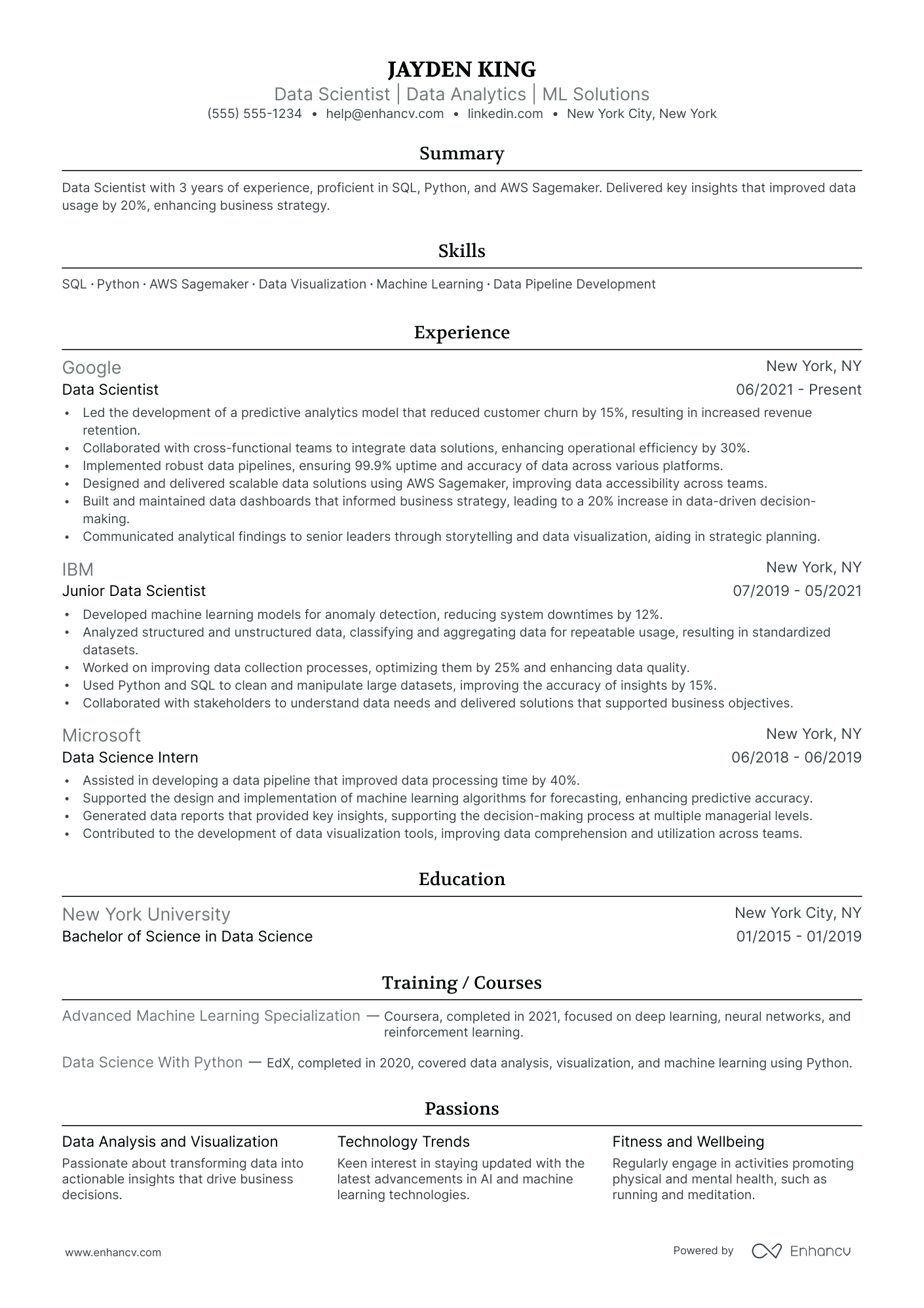 Lead Data Scientist Resume Example Resume Example