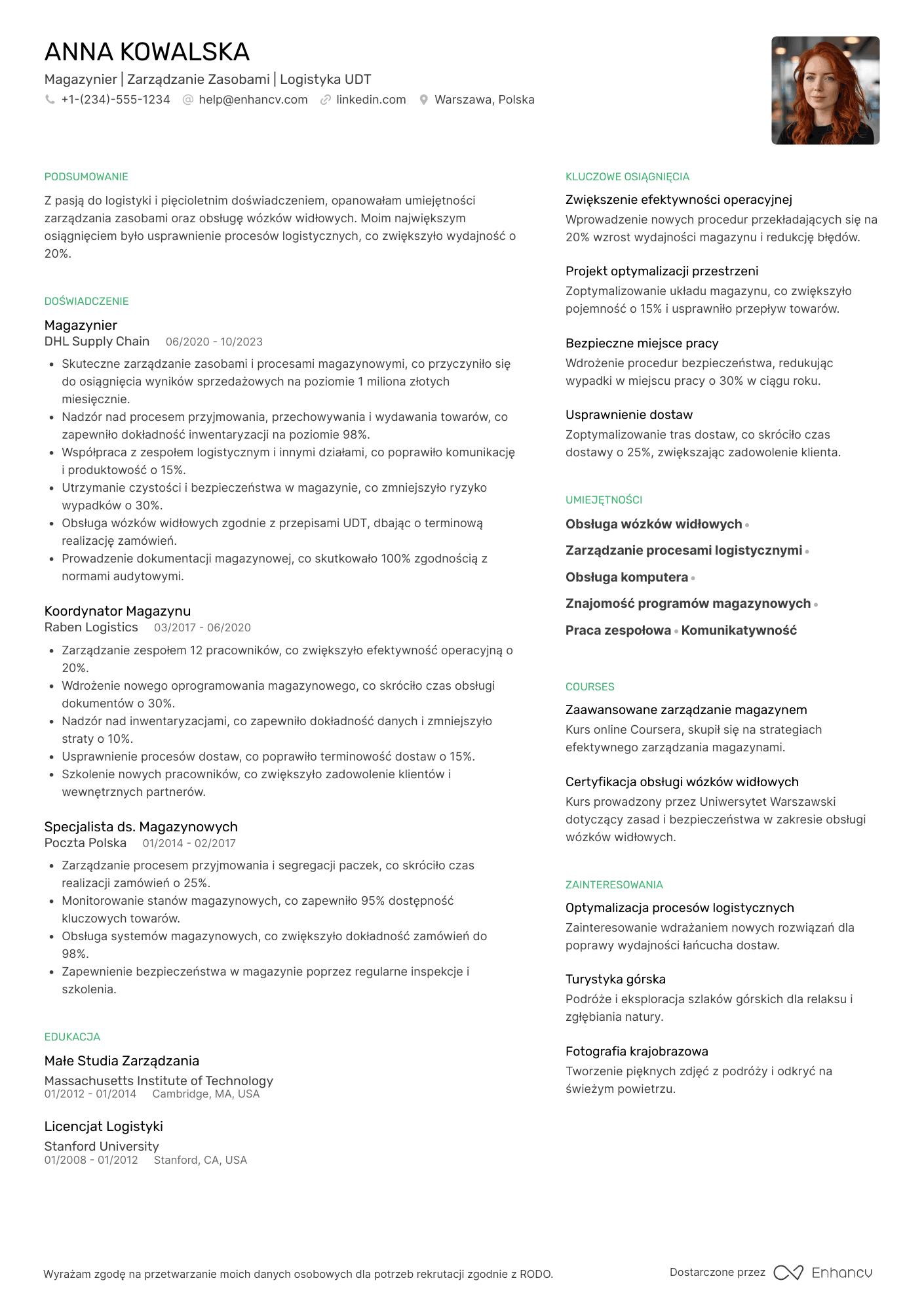 Magazynier CV