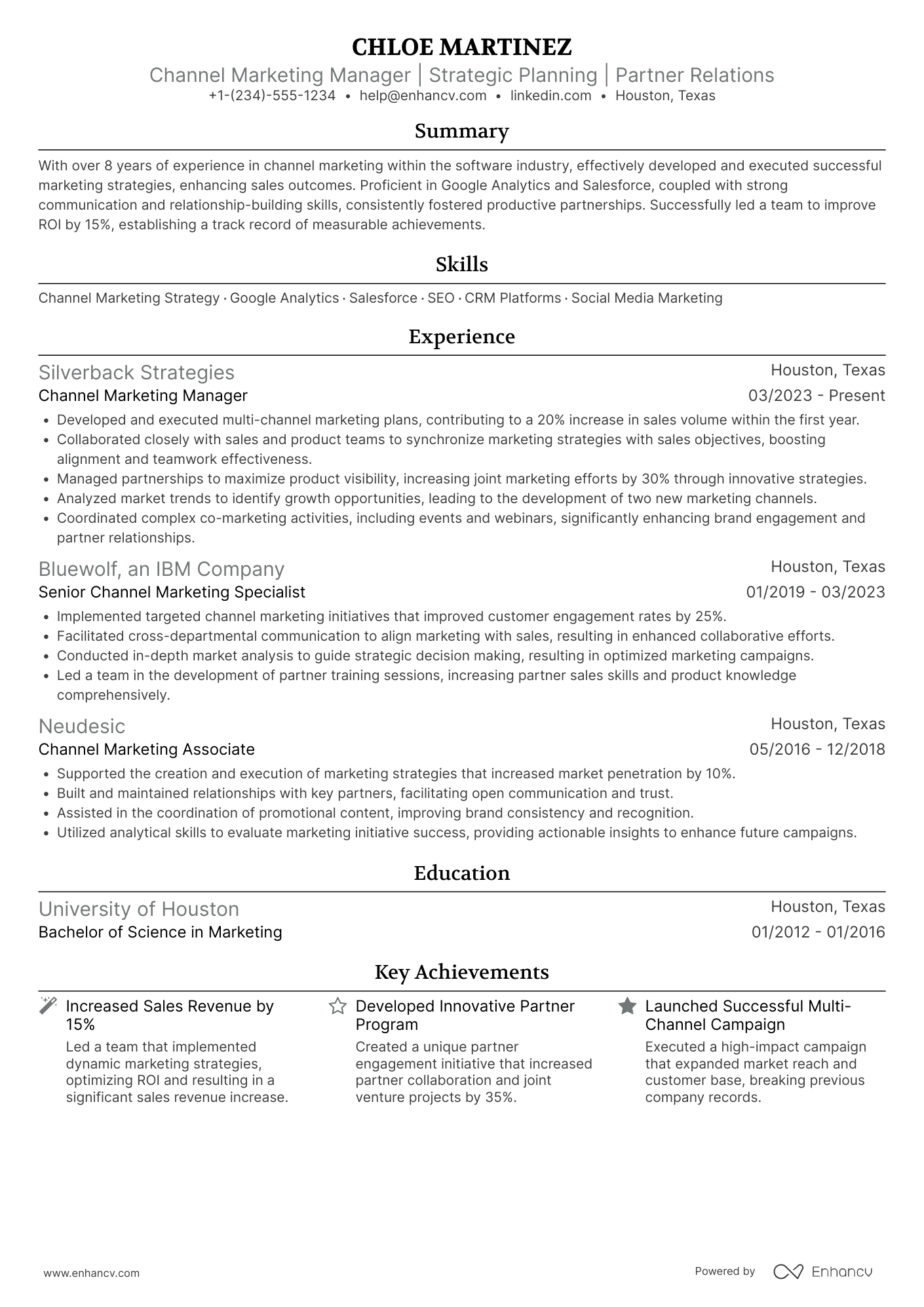 Channel Marketing Manager resume example