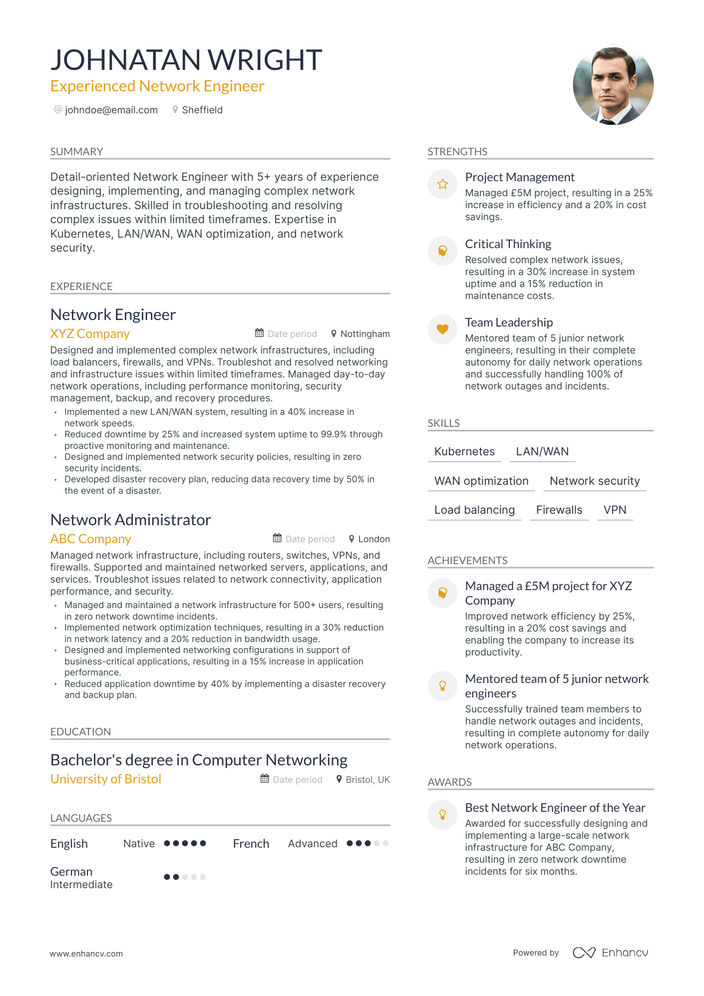 3 Network Engineer CV Examples for 2023