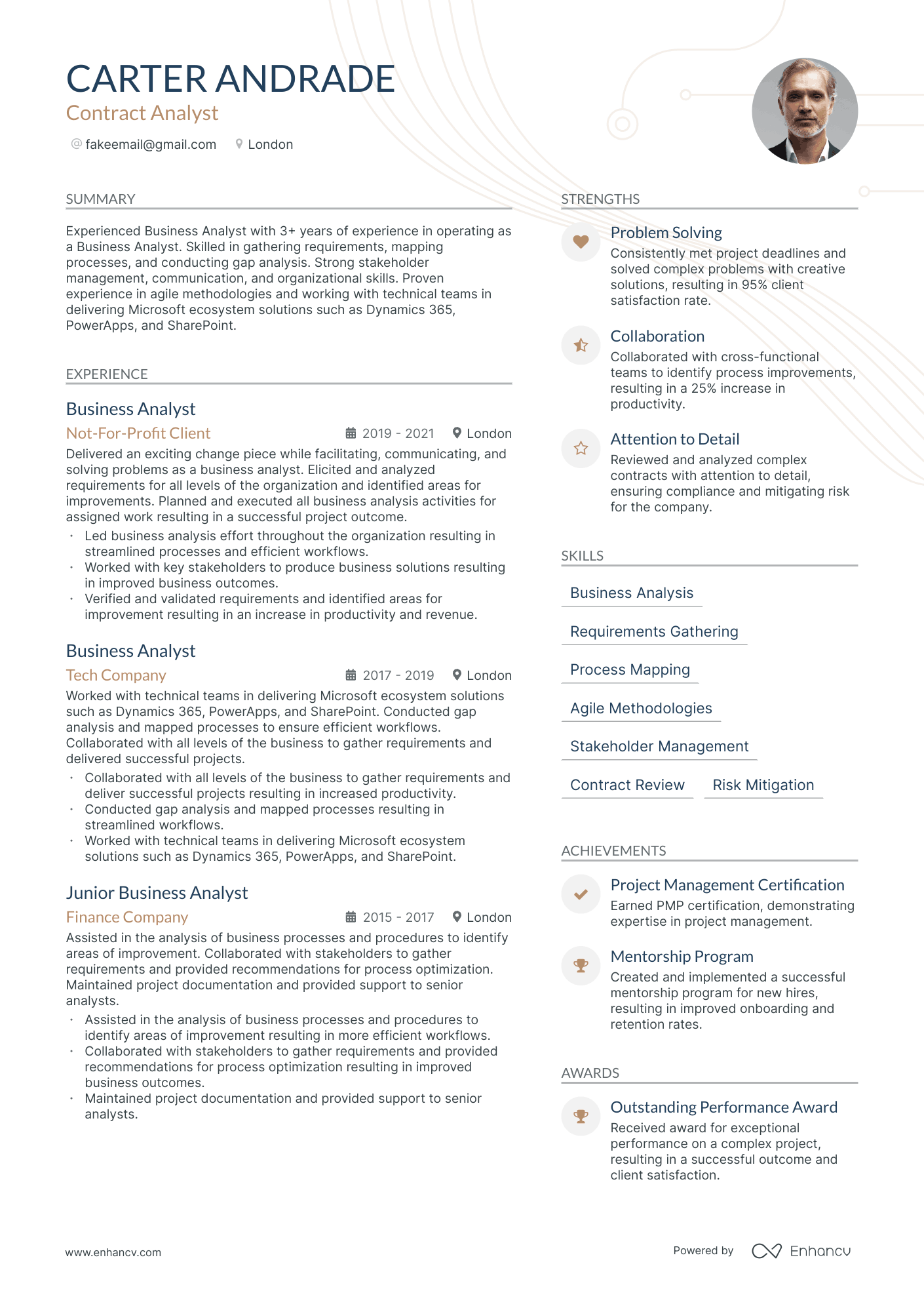 Contract Analyst resume example