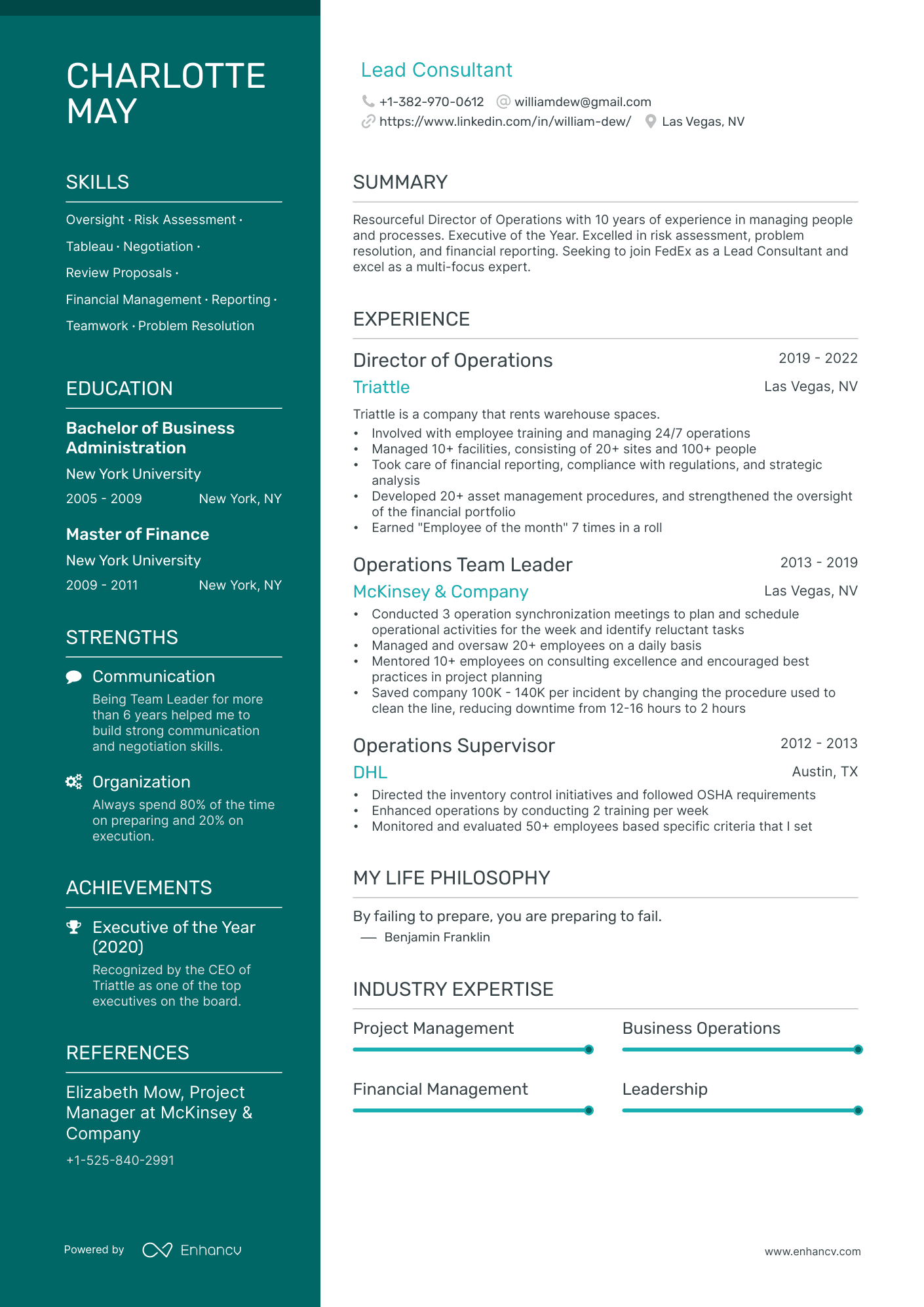 Fedex resume example