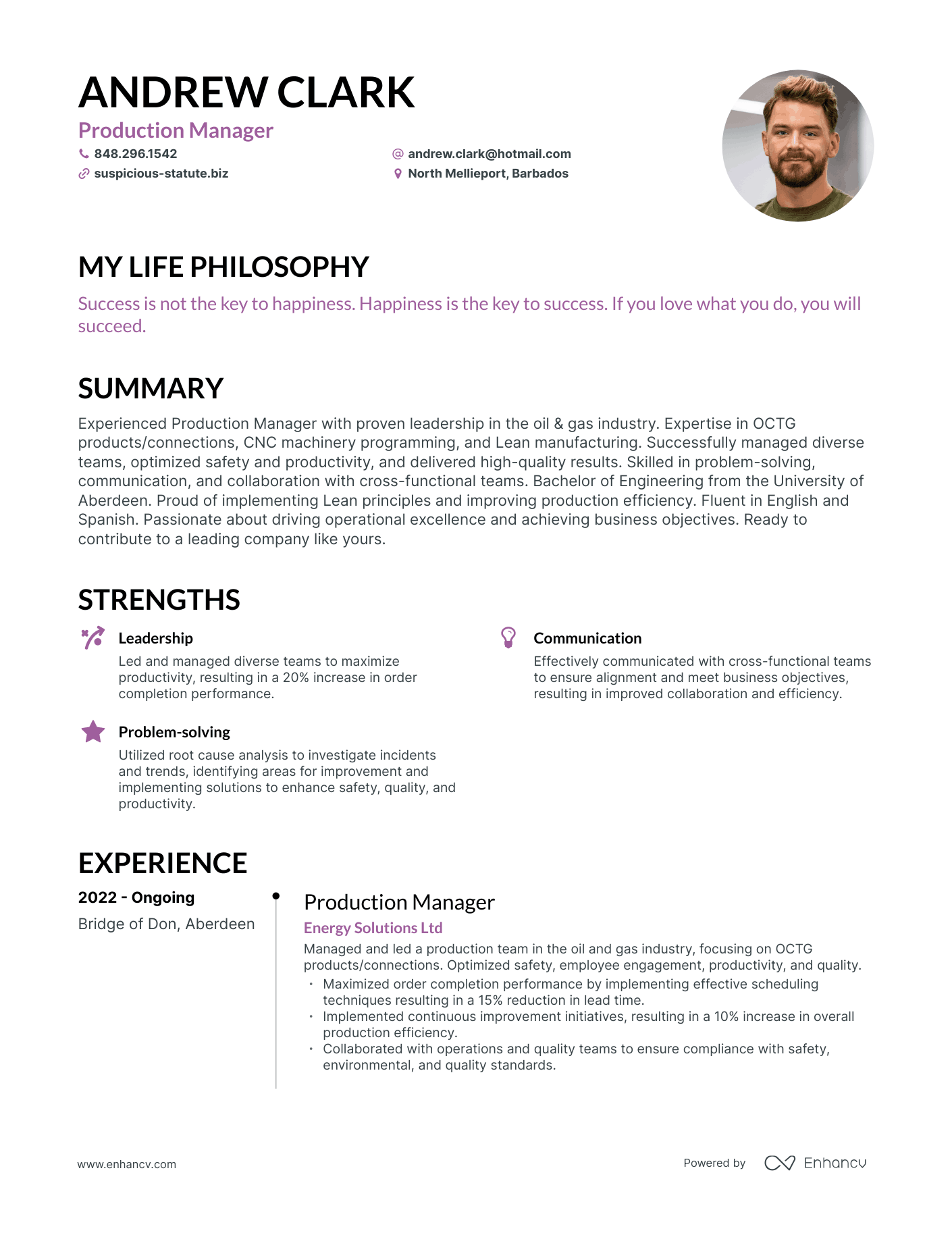 Creative Production Manager Resume Example