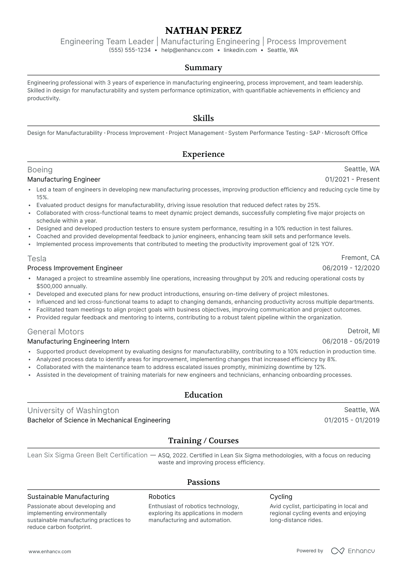 Lead Manufacturing Engineer Resume Example Resume Example