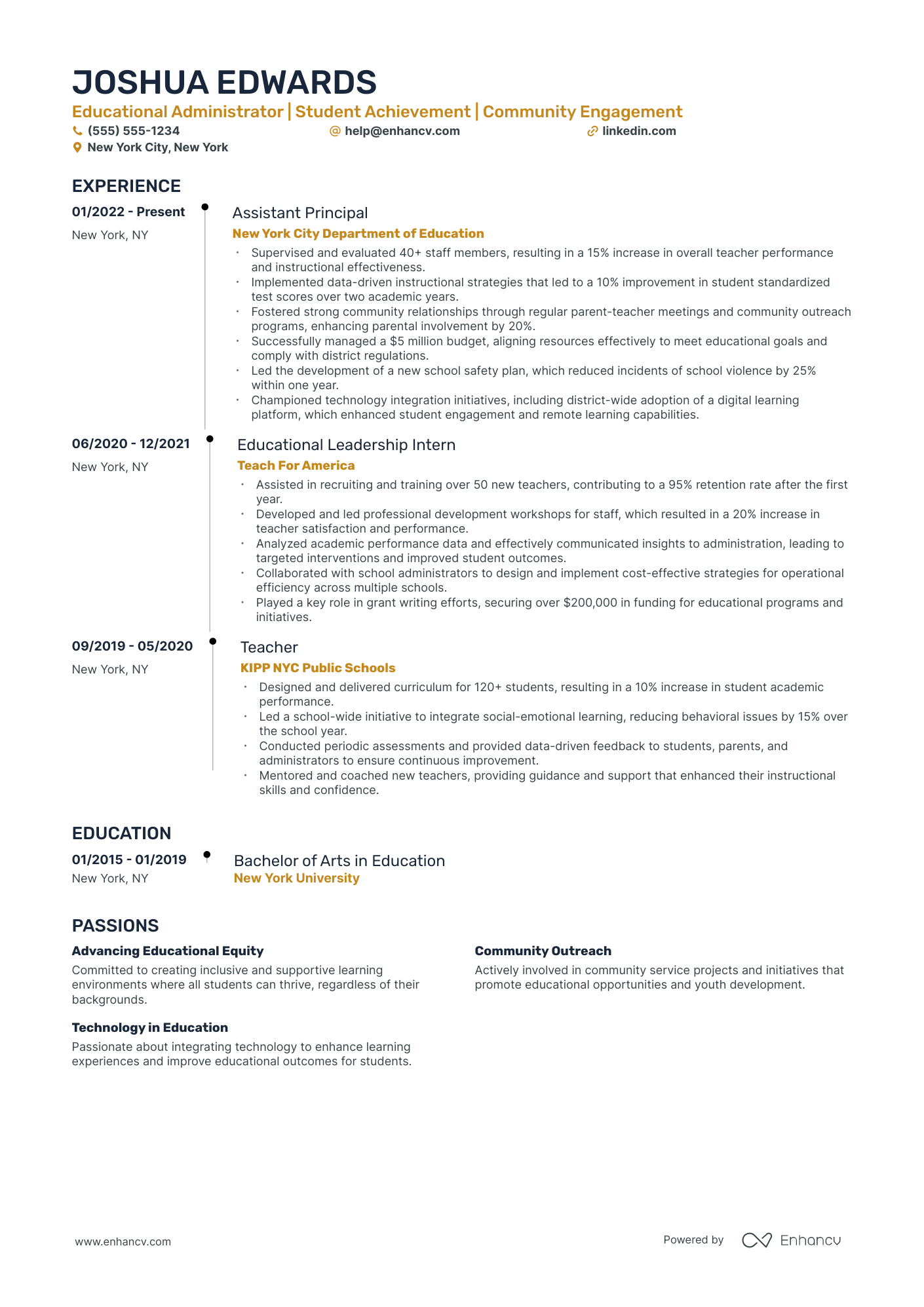 School District Superintendent resume example