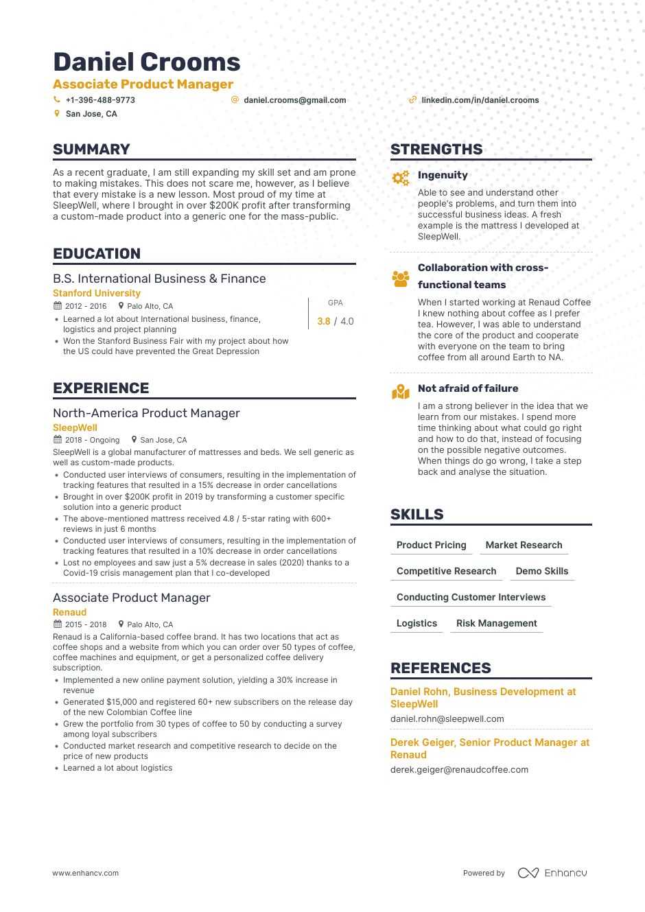 Product Manager Resume Examples & Guide for 20 Layout, Skills ...