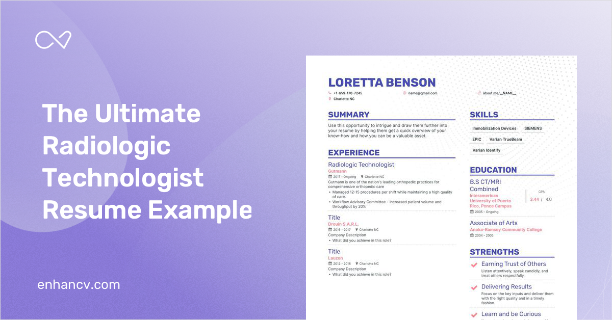 5 Radiologic Technologist Resume Examples And Guide For 2023