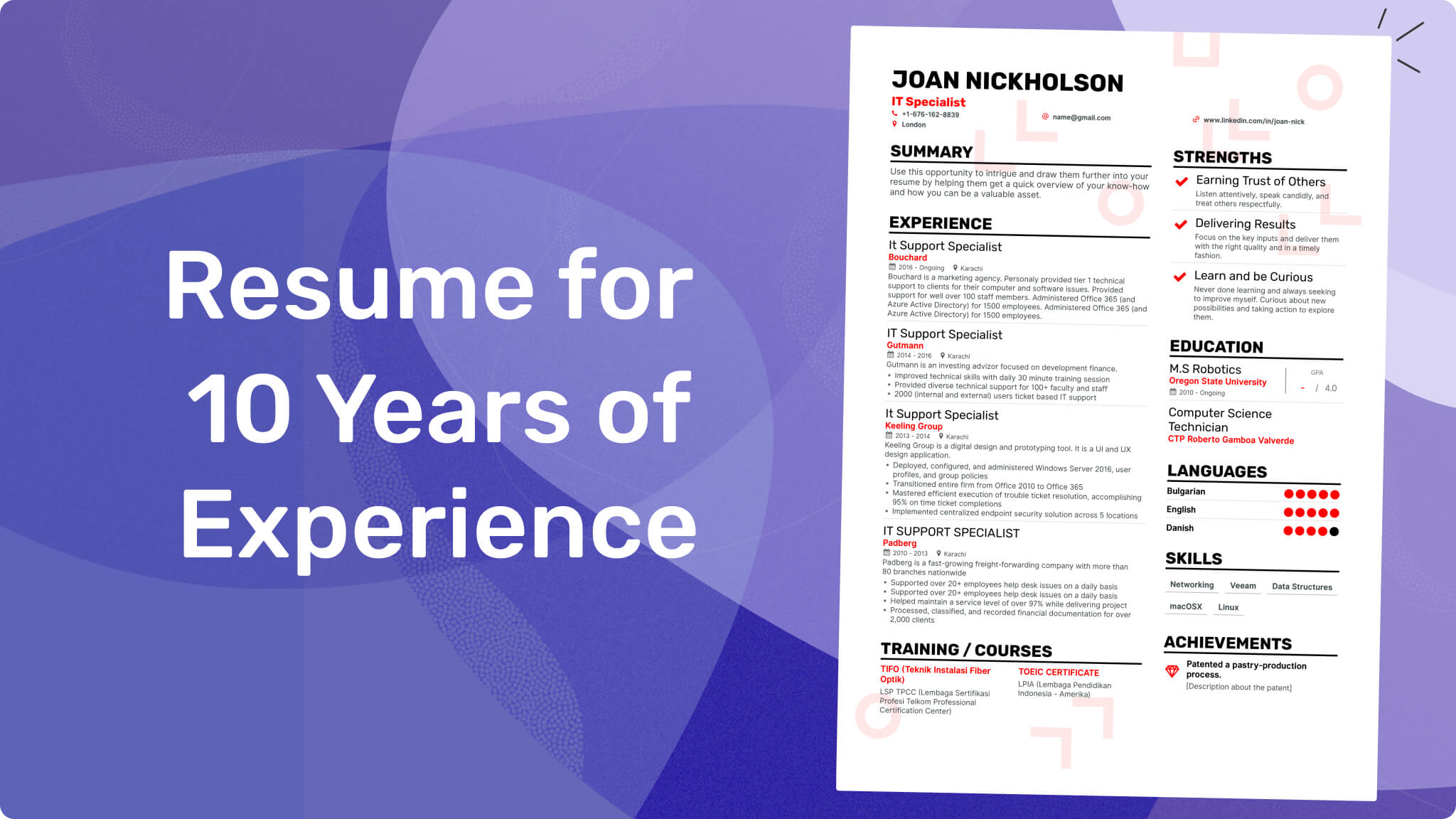 how to write years of experience in resume examples