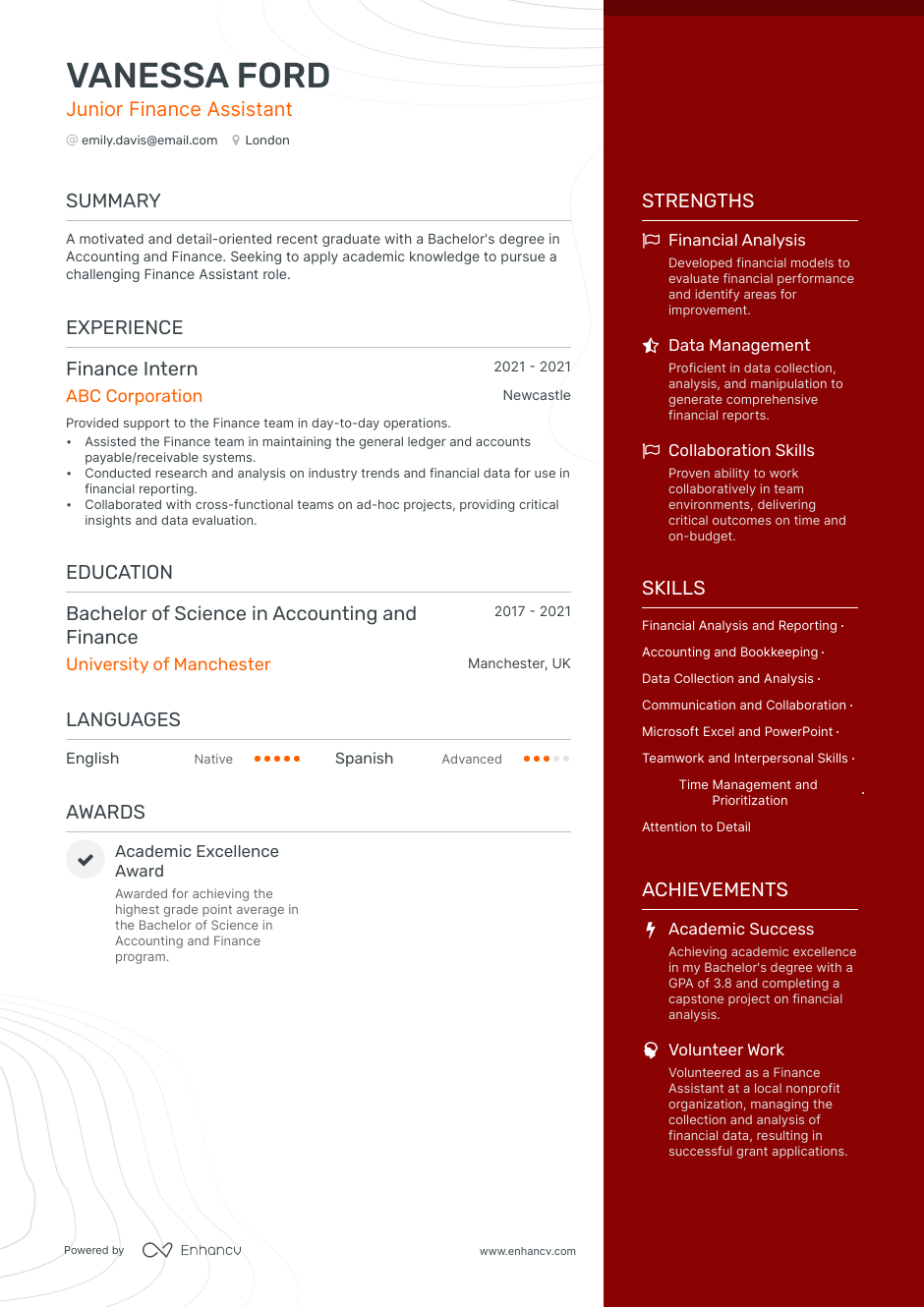 3 Finance Manager CV Examples For 2023   64805c34e45af8930a0d9767 Cv 