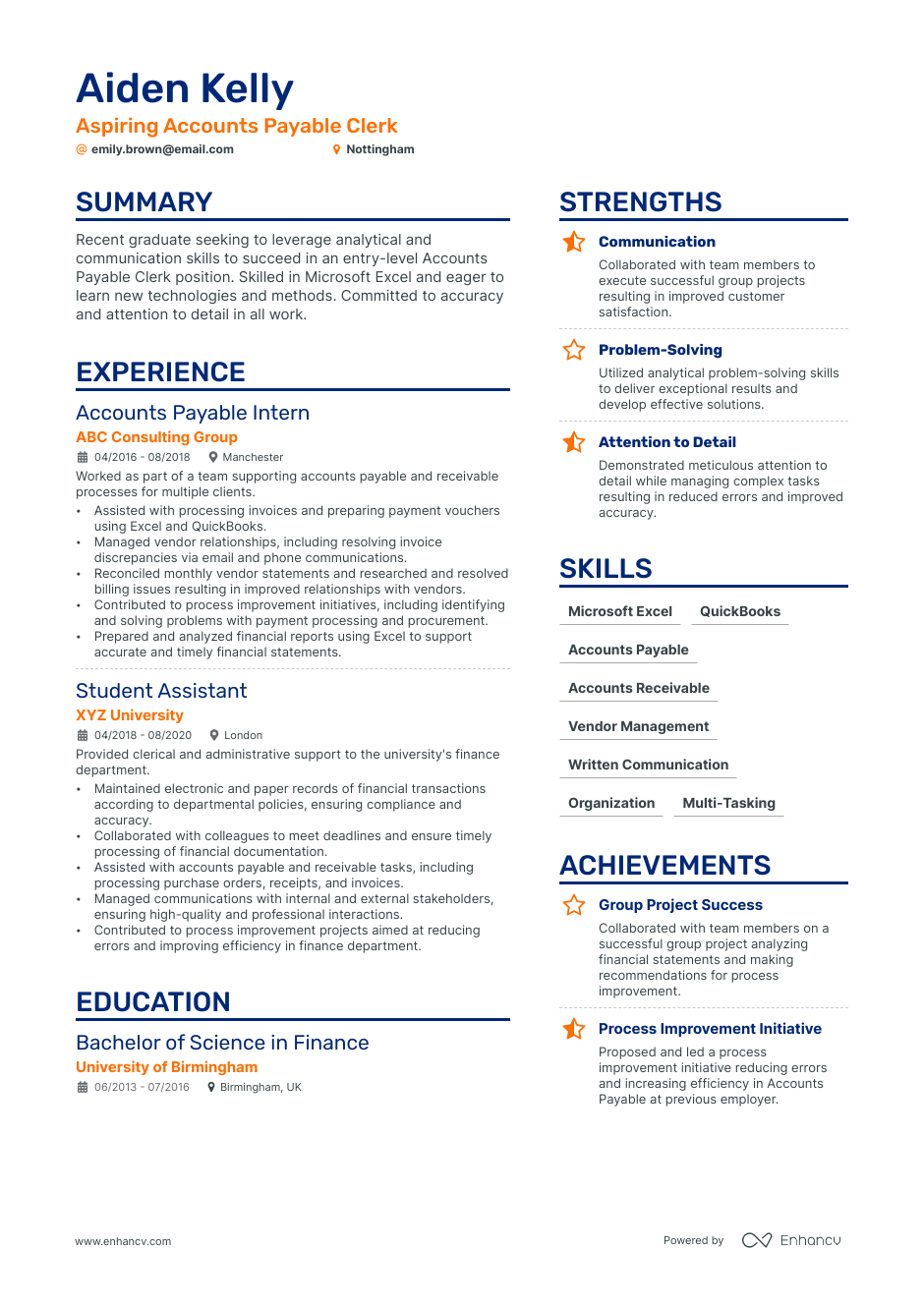 personal statement for accounts payable