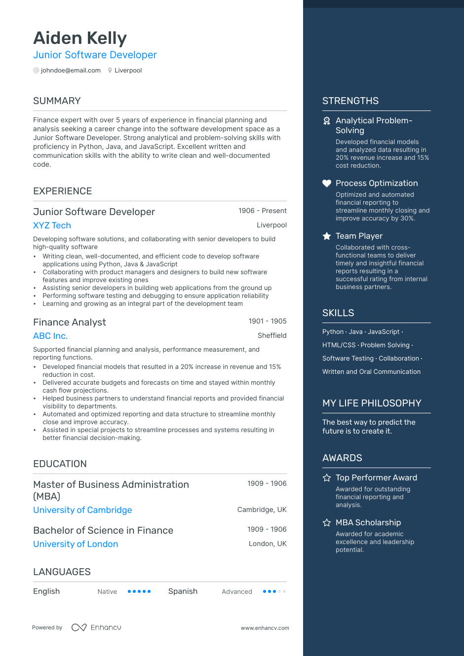 3 Finance CV Examples for 2023