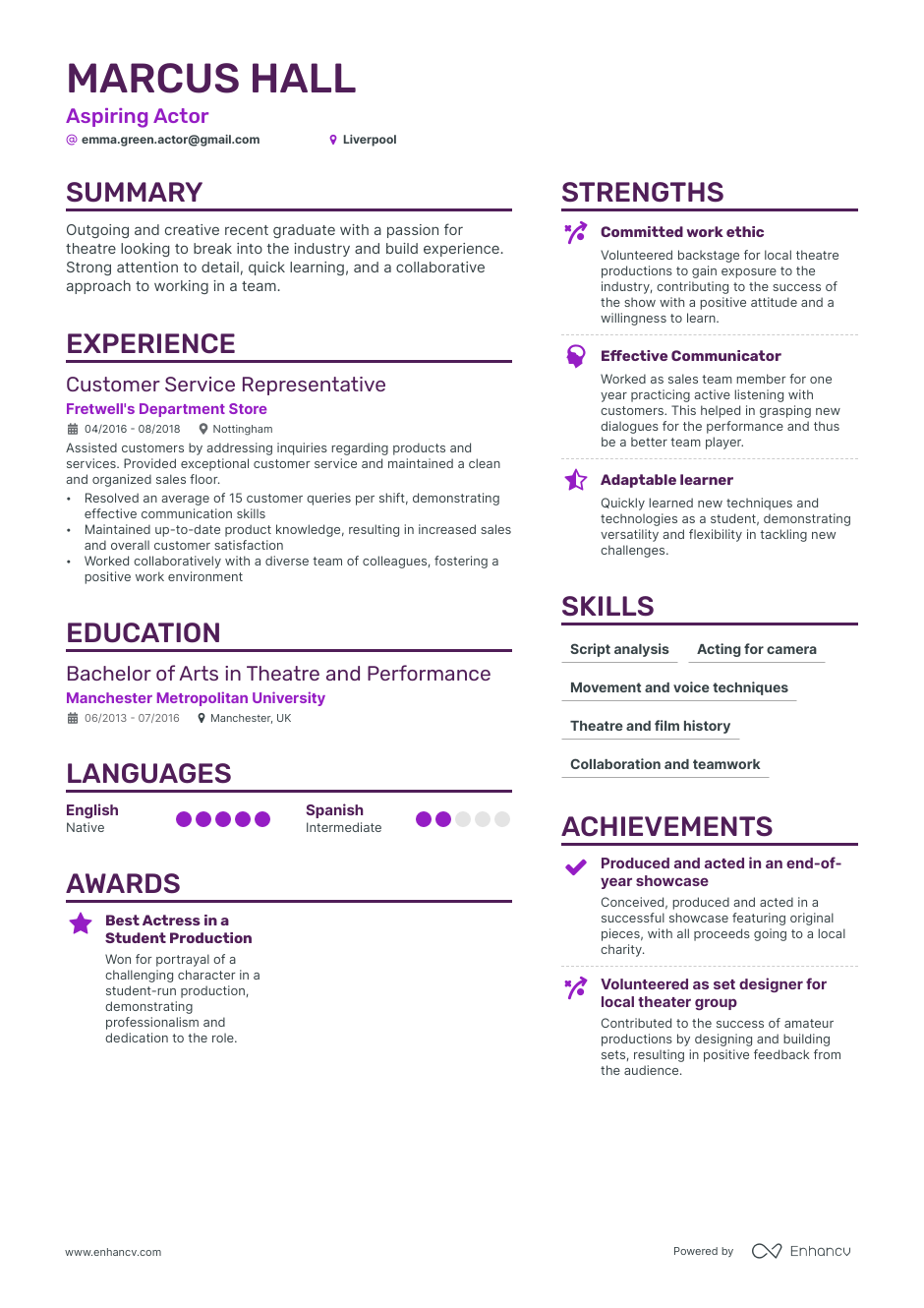 3 Acting CV Examples for 2023