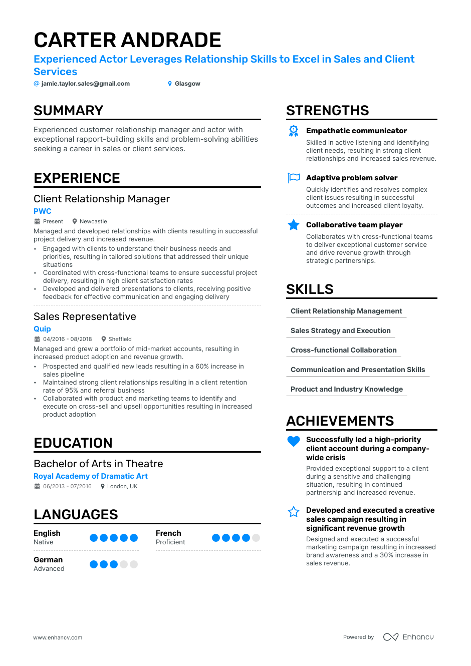 3 Acting CV Examples for 2023