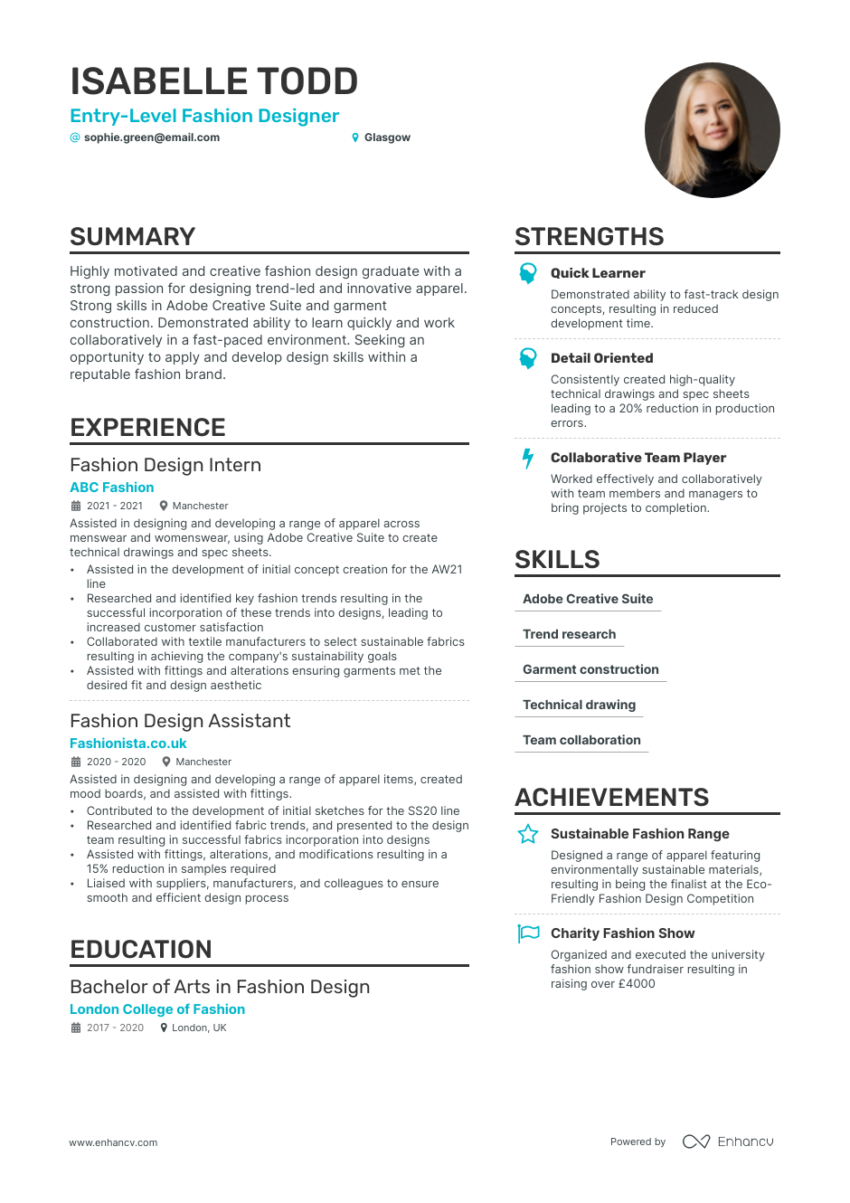 3 Fashion Designer CV Examples For 2023   64805c59e45af8930a0d9840 Cv 