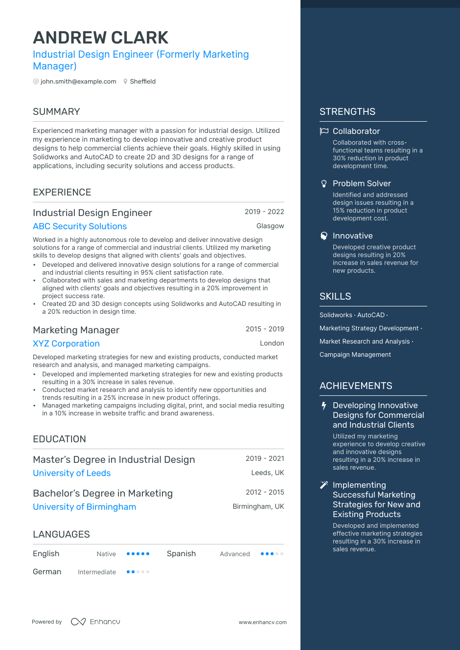 3 Industrial Design CV Examples for 2023