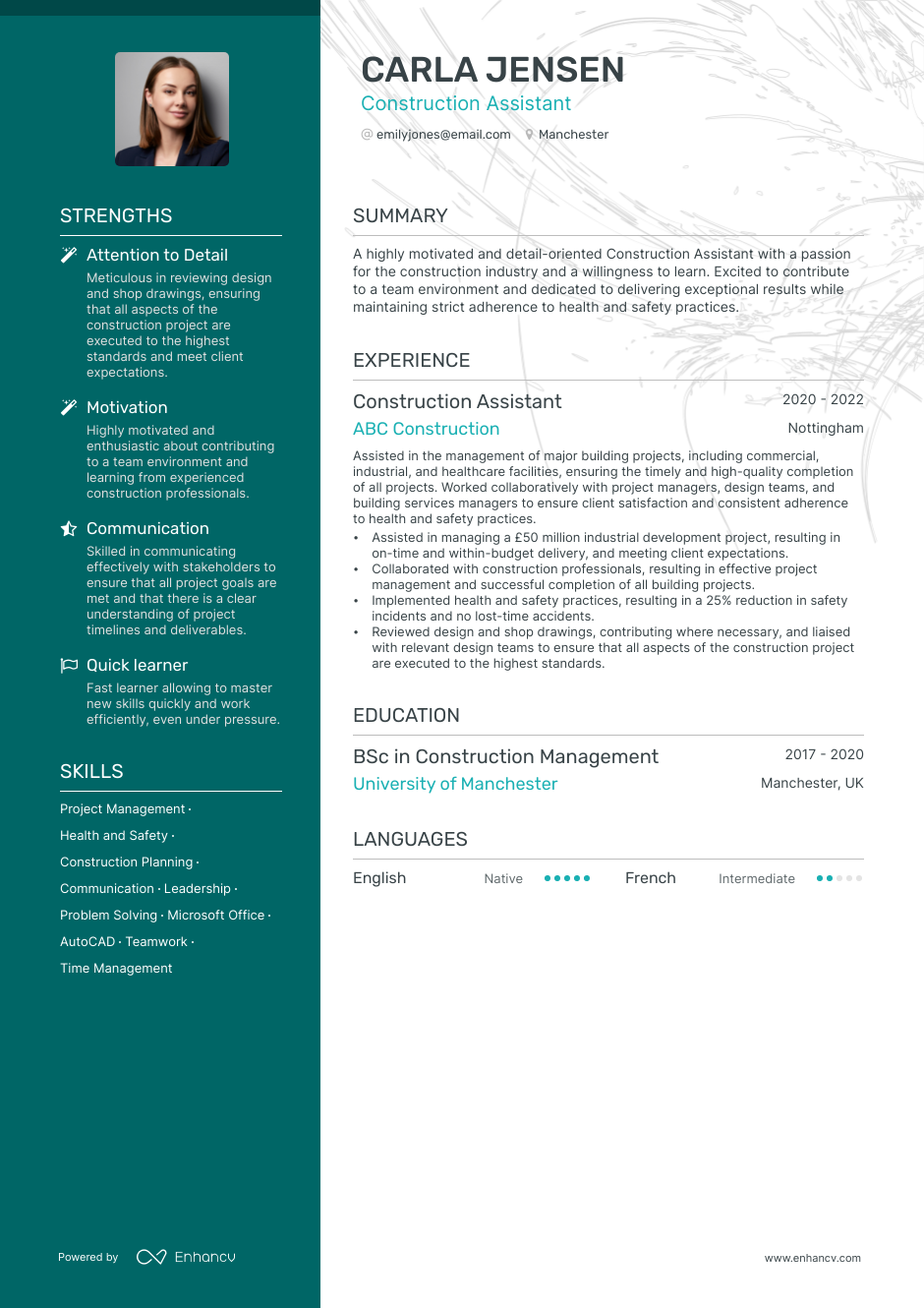 personal statement for construction cv