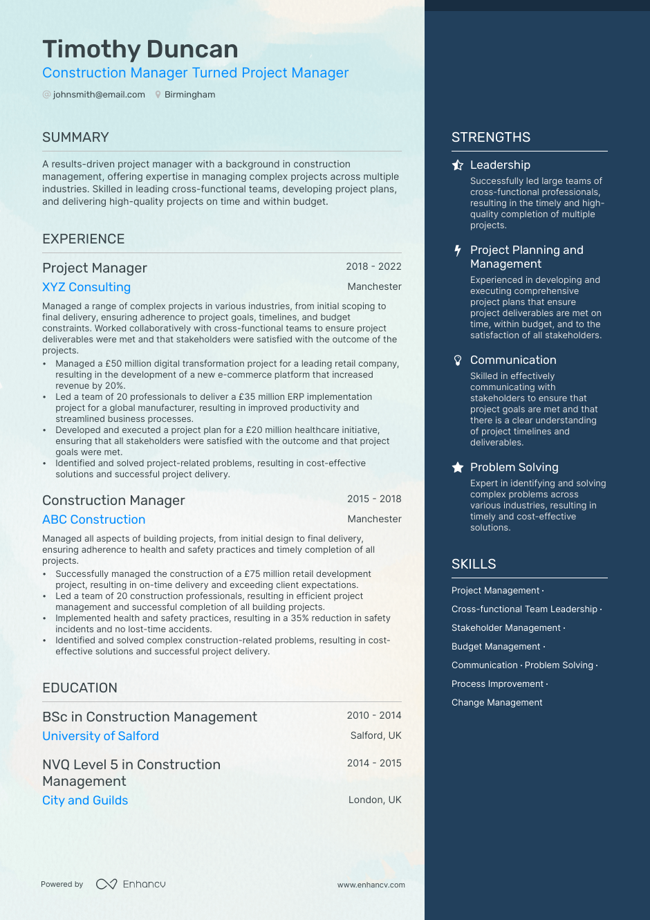 3 Construction CV Examples for 2023