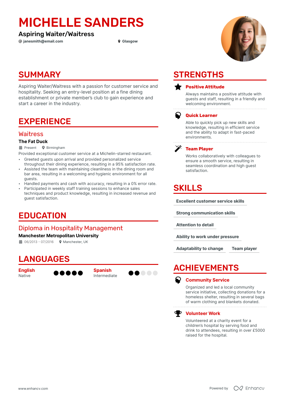 3 Waiter CV Examples for 2023