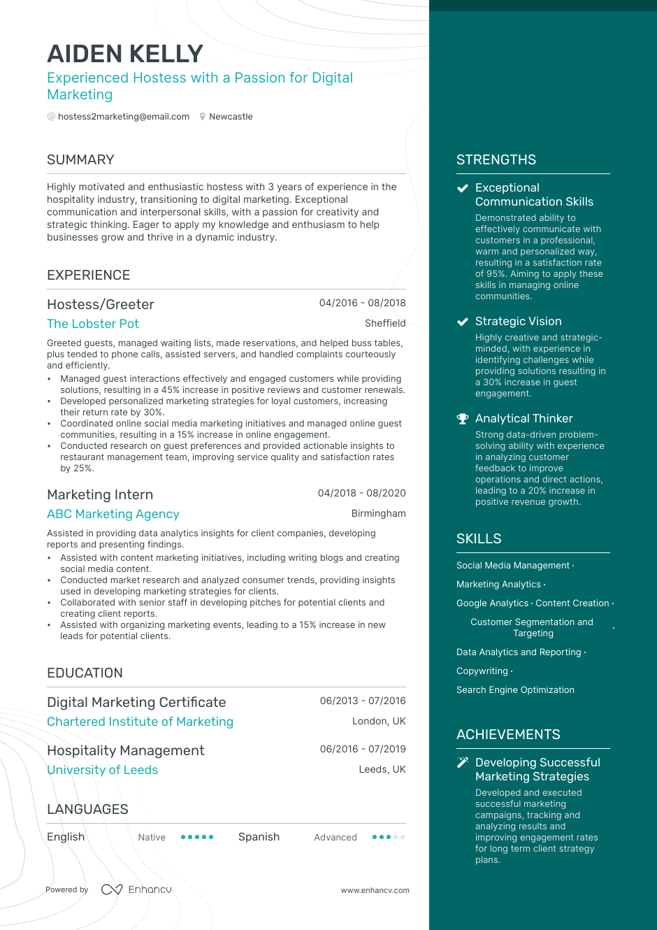 3 Hostess CV Examples for 2023