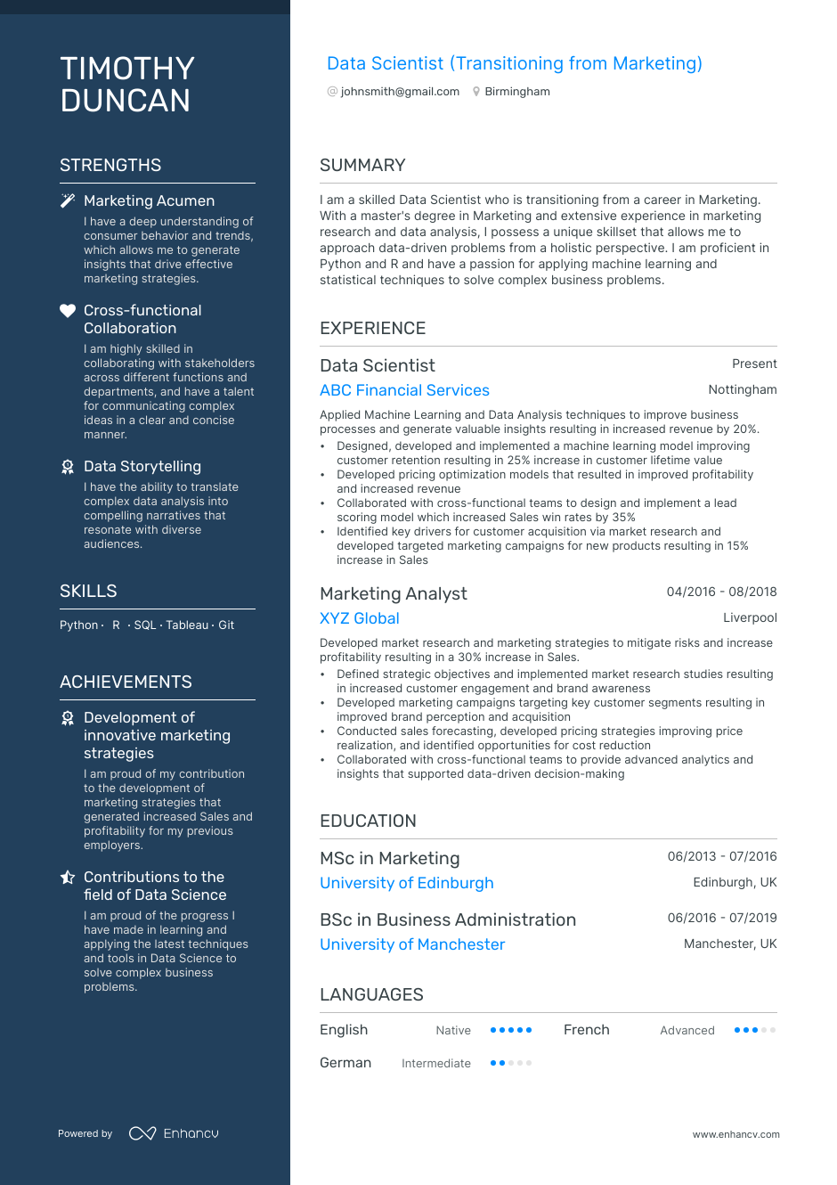 3 Data Scientist CV Examples for 2023