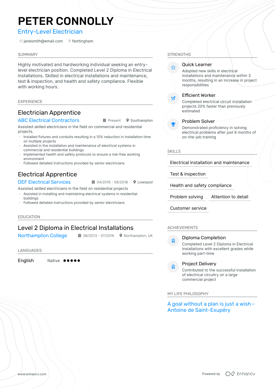 3 Electrician CV Examples For 2023   64805cc8e45af8930a0d9a99 Cv 