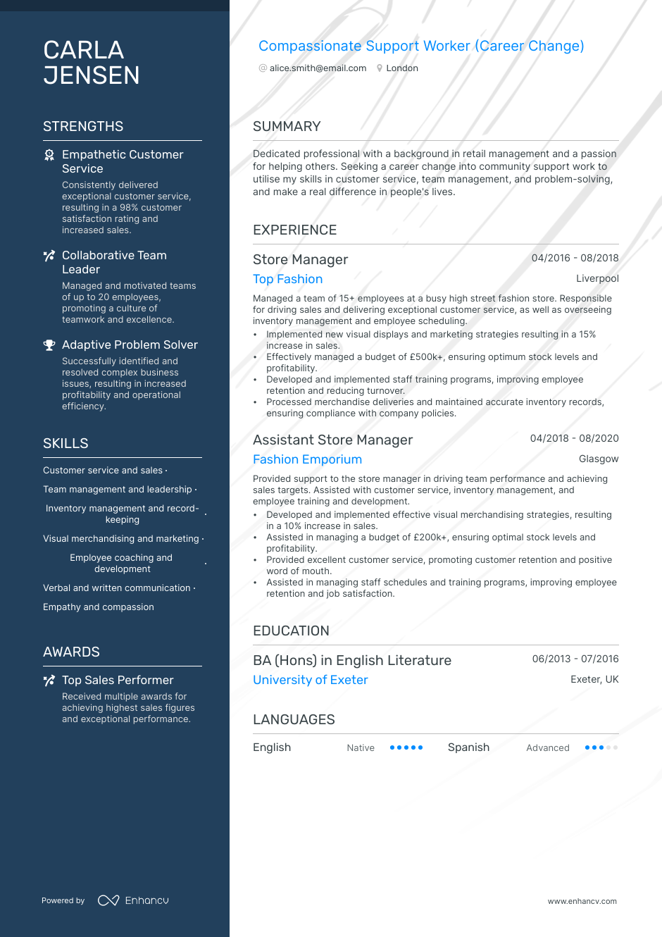 entry level support worker resume