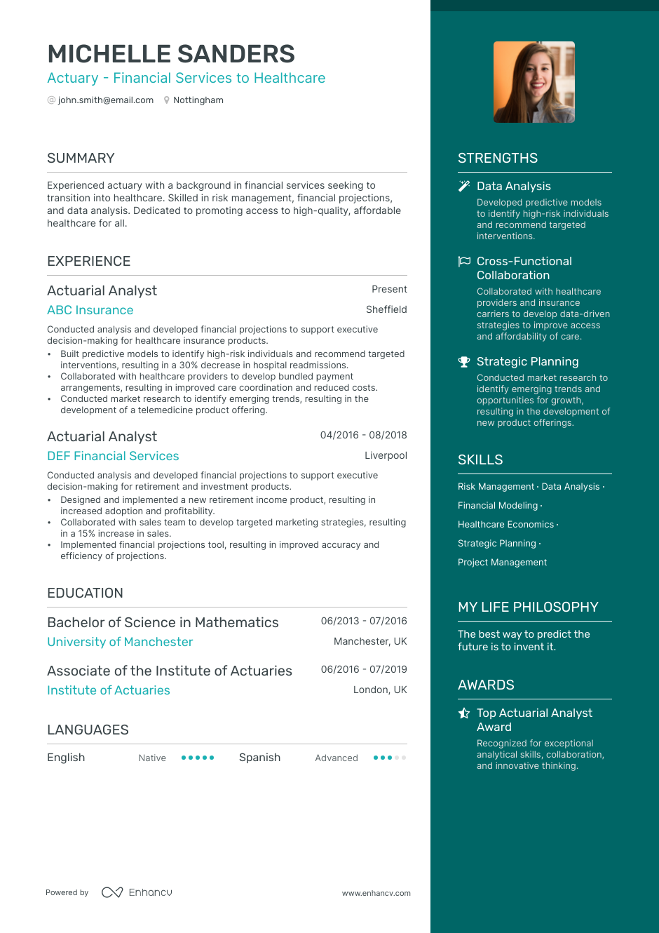 3 Actuary CV Examples for 2023