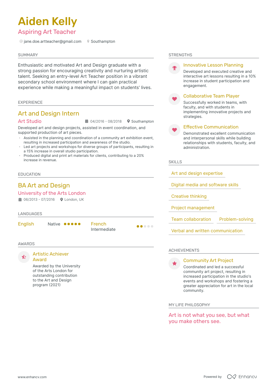 3 Art Teacher CV Examples for 2023